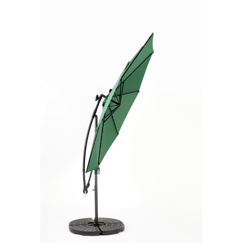10ft Solar LED Offset Hanging Market Patio Umbrella ( khaki )(No Base)、、eastwooduniform