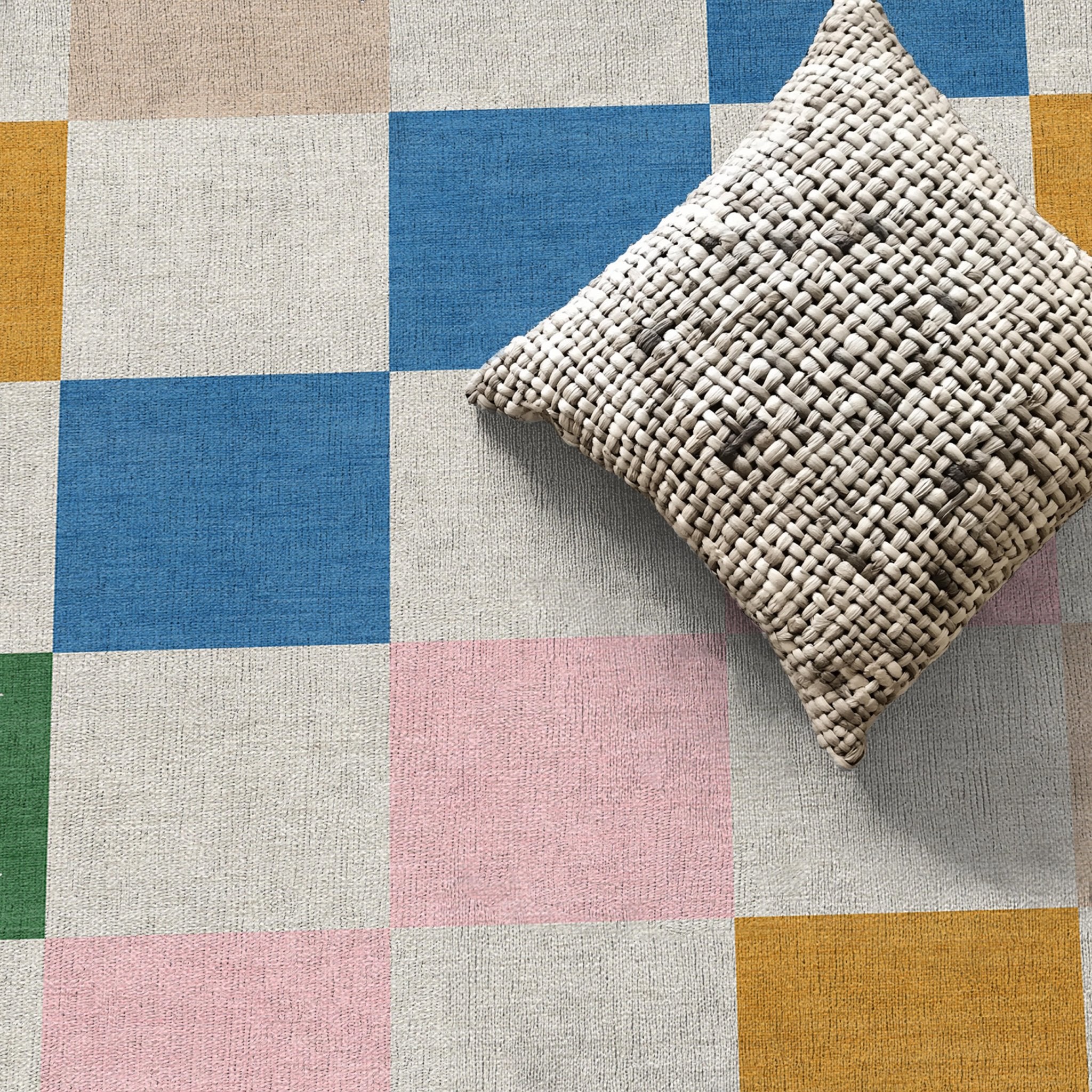 Squares Modern Multi Color Checkered Flat-Weave Kids Rug、mySite、gigharbornorthrealestate