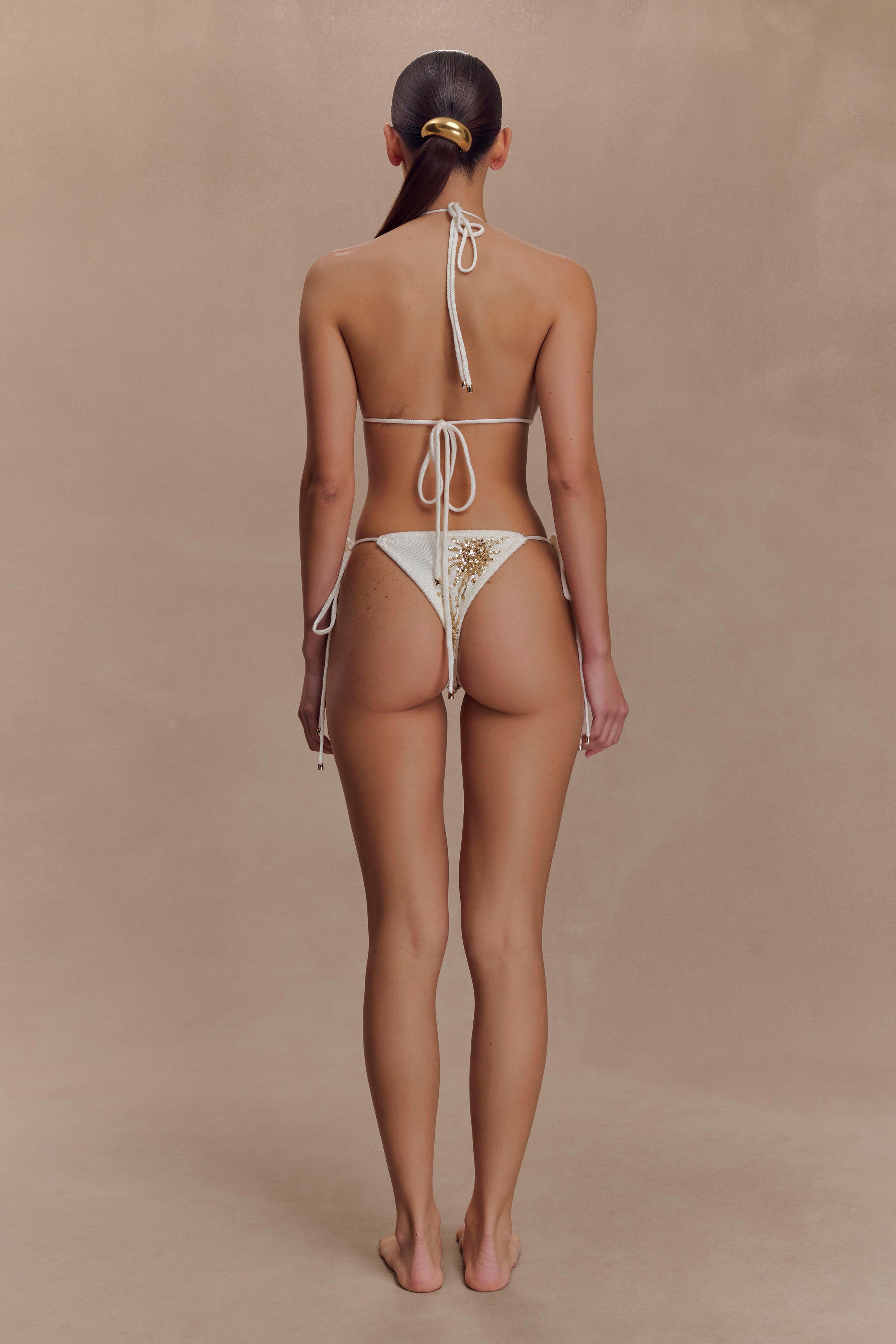 Huntleigh Crochet Bikini Bottom - White & Gold Sunshine Print、mySite、solidvoid