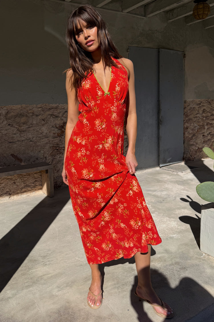 Red Floral Halter Dress、mySite、solidvoid