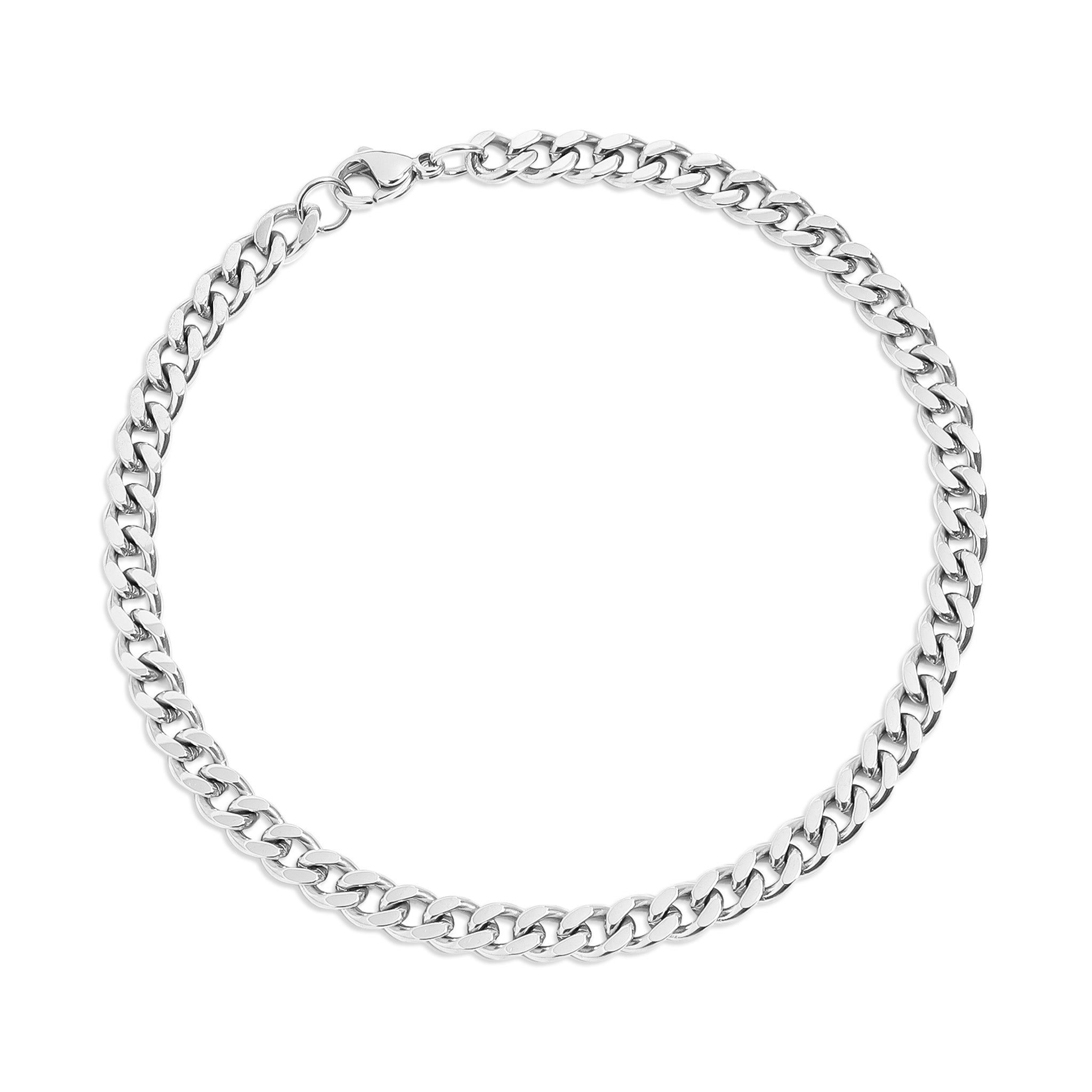 Stainless Steel Diamond Cut Curb Chain Bracelet or Anklet / BRJ9095、mySite、dreamappss