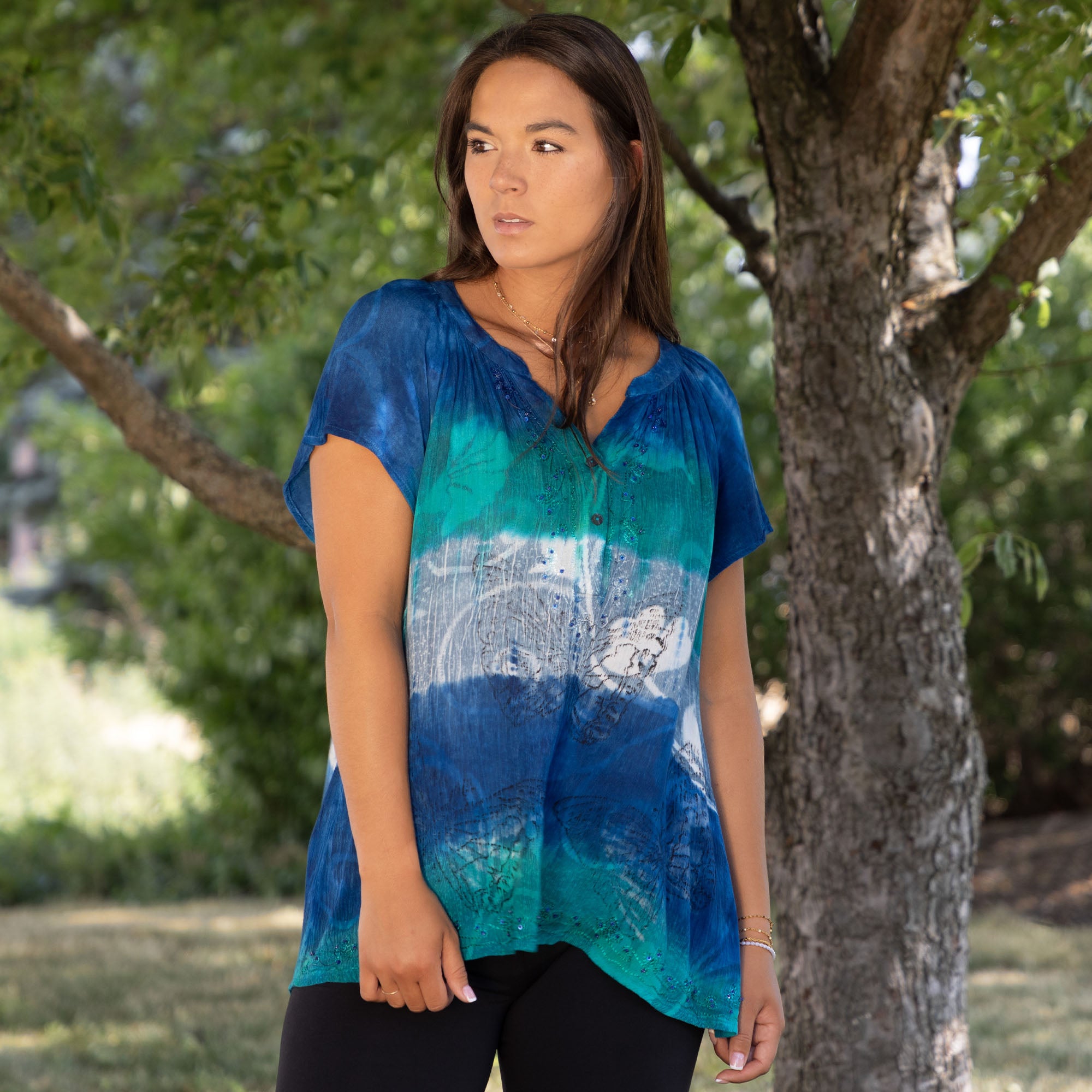 Butterflies on the Sea Short Sleeve Top、mySite、camillekostekn