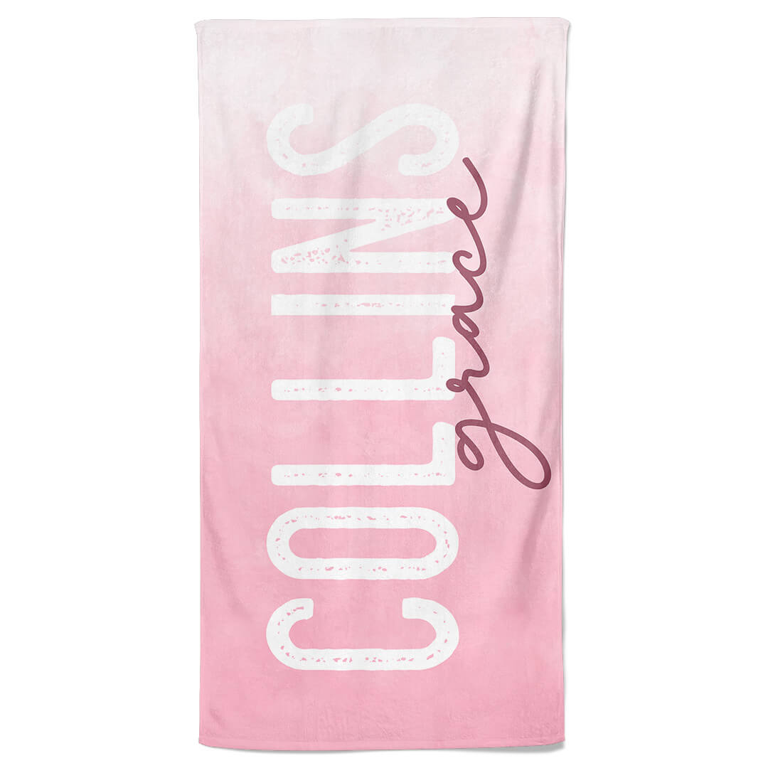  Pink Ombre Personalized Kids Beach Towel、mySite、layawaytickets