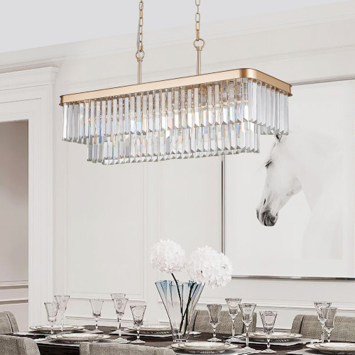 Chandeliers,Rectangular Crystal Chandelier Adjustable,E12 Modern Industrial Crystal Lights,Farmhouse Iron Ceiling Hanging Light for Kitchen Living Room Bedroom/Black(Bulb Not Included)、、eastwooduniform
