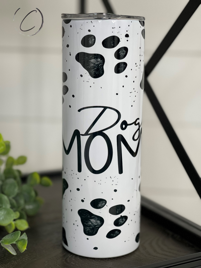 Paw Print Dog Mom 20oz Skinny Tumbler、mySite、camillekostekn