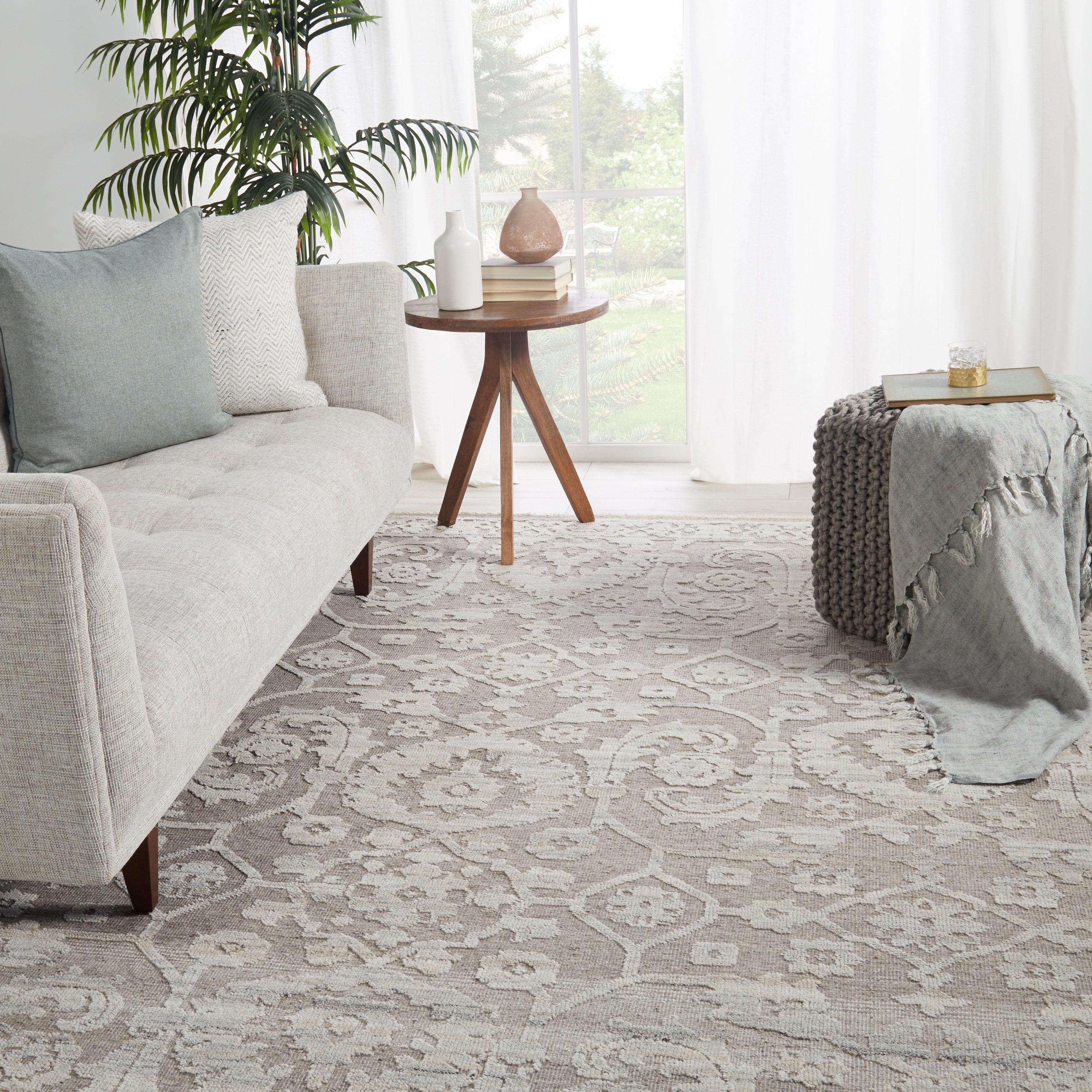 Ayres Hand-Knotted Floral Taupe Gray Area Rug、mySite、gigharbornorthrealestate