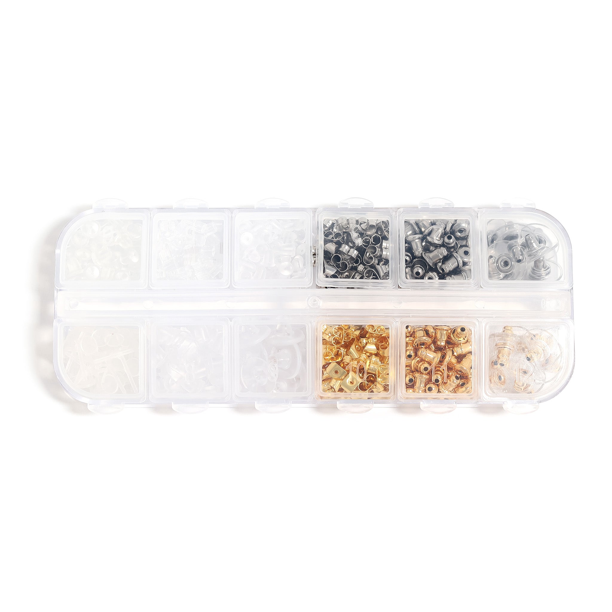 700 Pcs - 12 Styles Assorted Stainless Steel Earring Backs / ENC1000、mySite、dreamappss