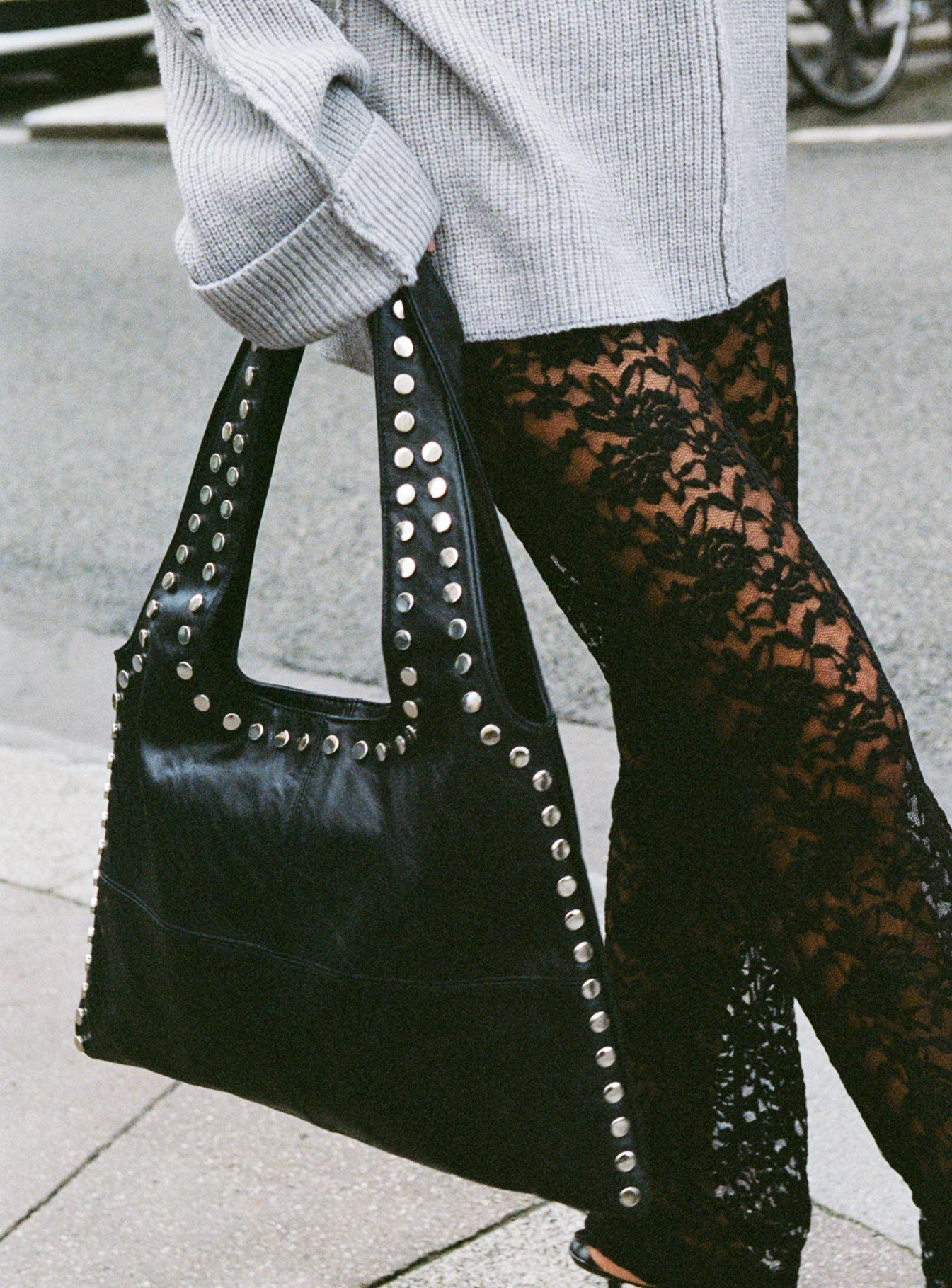 Tell The Truth Studded Bag Black / Silver、mySite、solidvoid