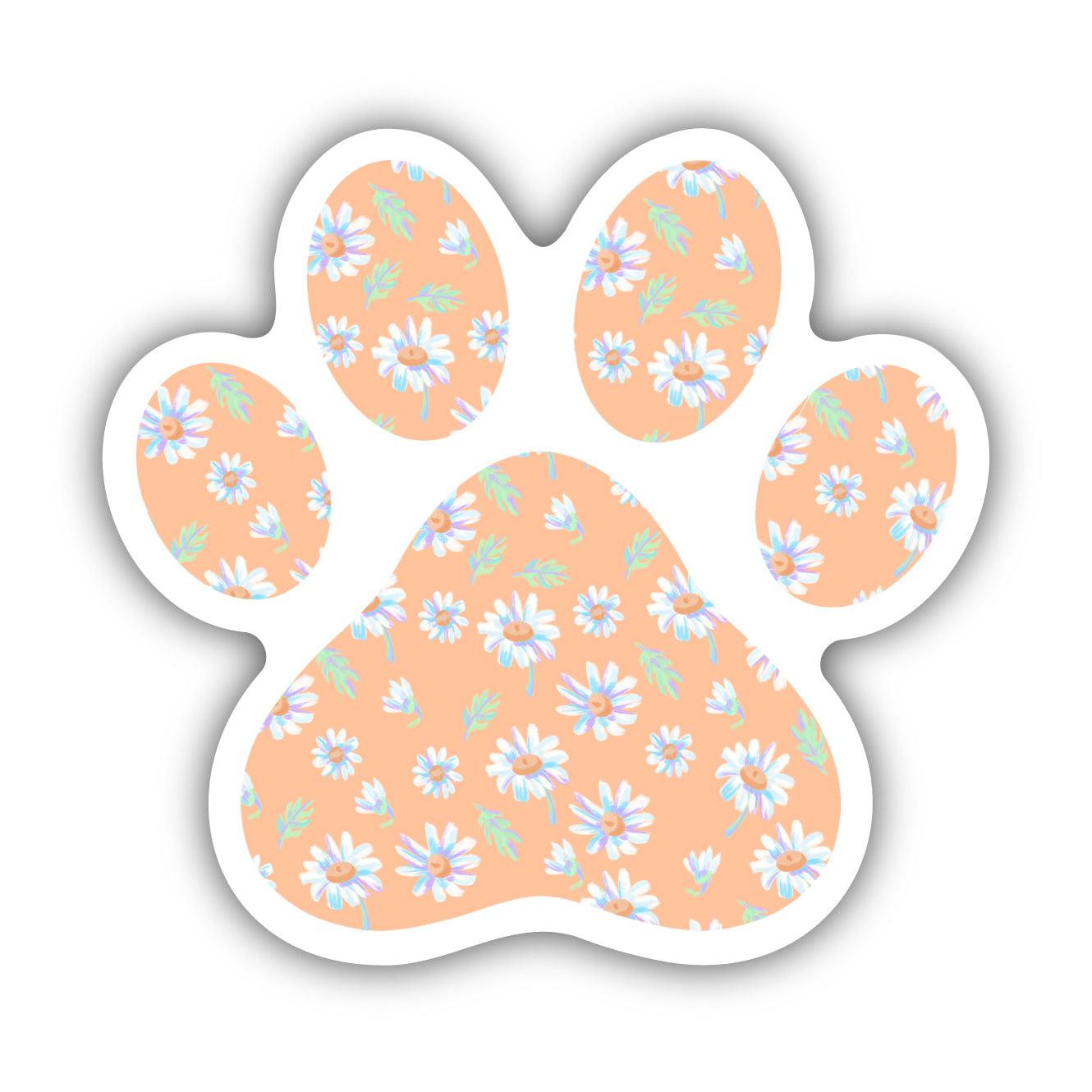  Orange Floral Paw Print Sticker、mySite、ghnorth