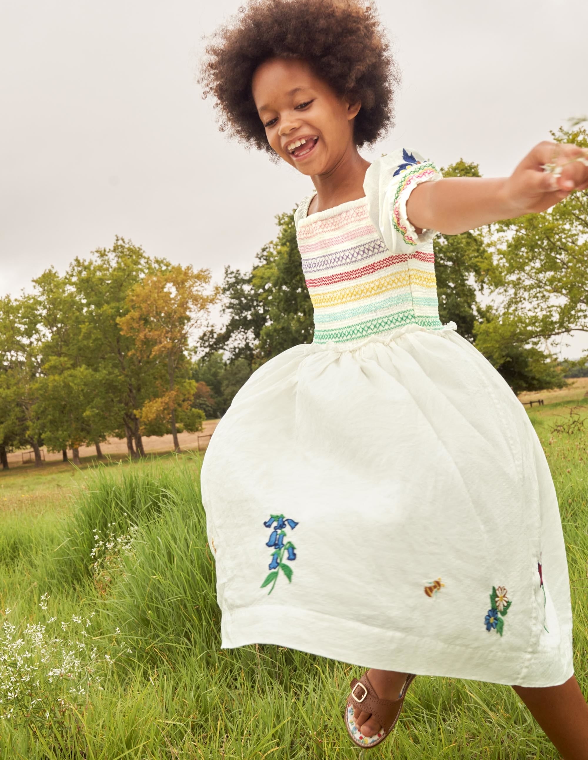  Floral Smocked Dress-Ivory Embroidered、mySite、ashleygrahame
