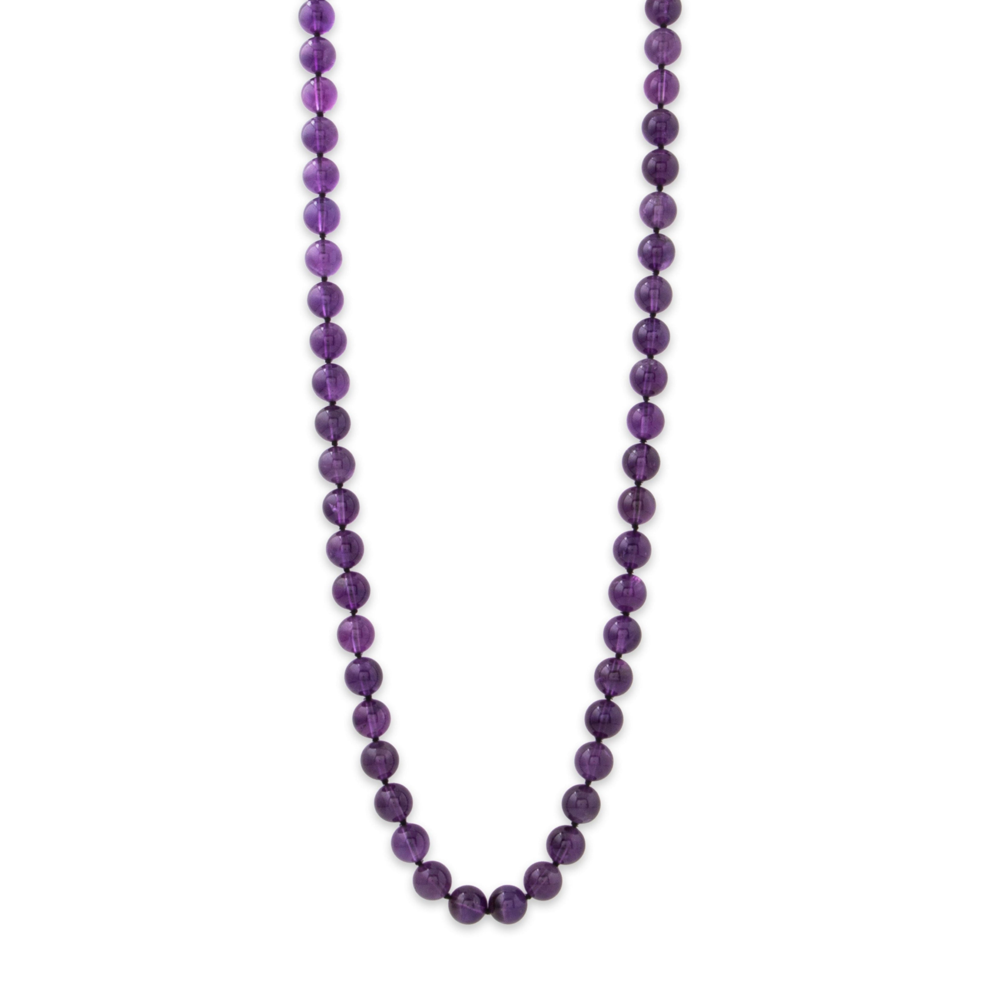 Vintage 14k Yellow Gold Amethyst Diamond Flower Clasp Long Necklace 32、mySite、hinf8tx79