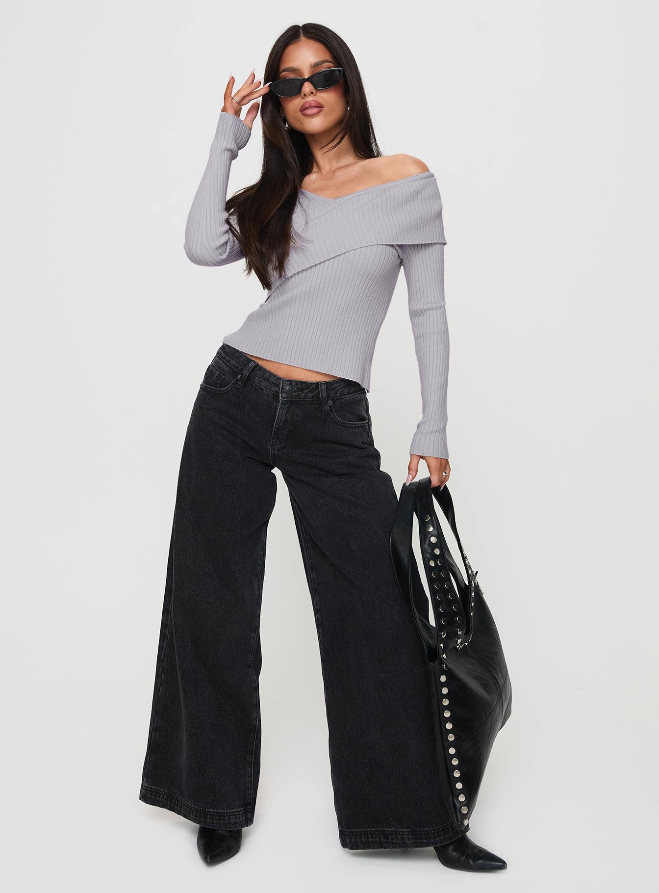 Nolia Long Sleeve Top Grey、mySite、solidvoid