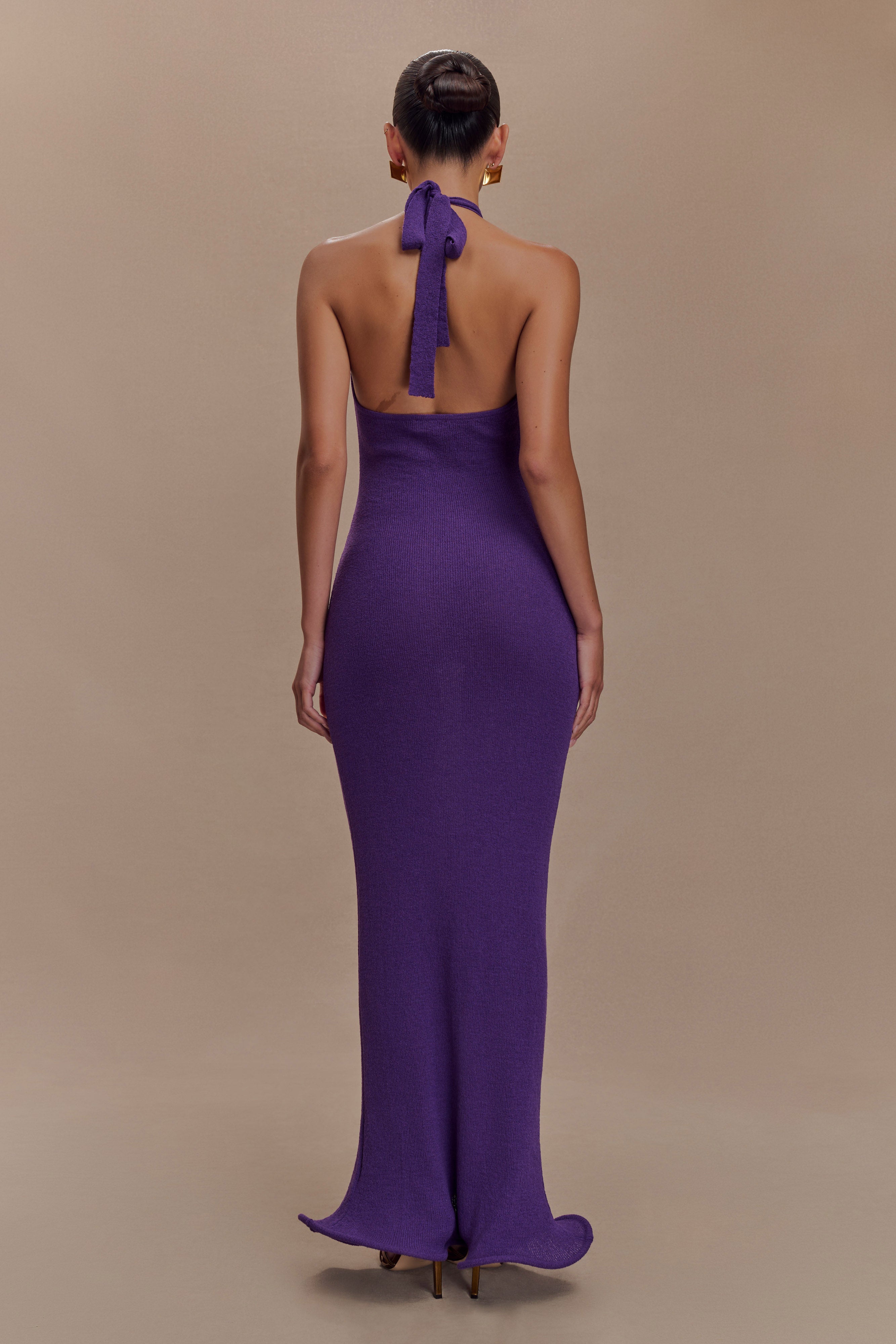 Melodie Halter Knit Maxi Dress - Purple、mySite、solidvoid