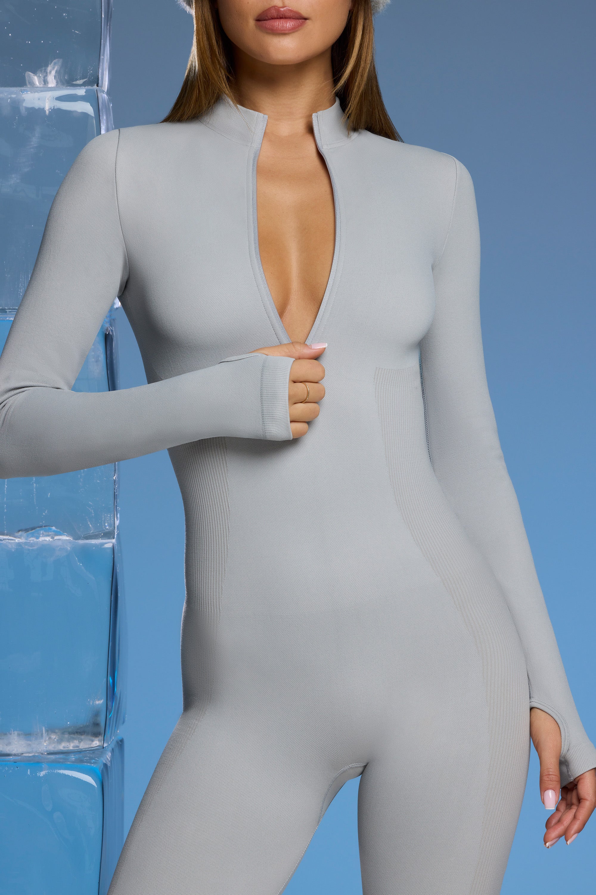 Super Sculpt Base Layer Jumpsuit in Light Grey、mySite、solidvoid