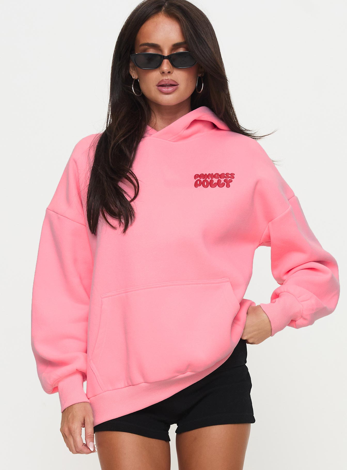 Princess Polly Hooded Sweatshirt Bubble Text Pink / Red、mySite、solidvoid