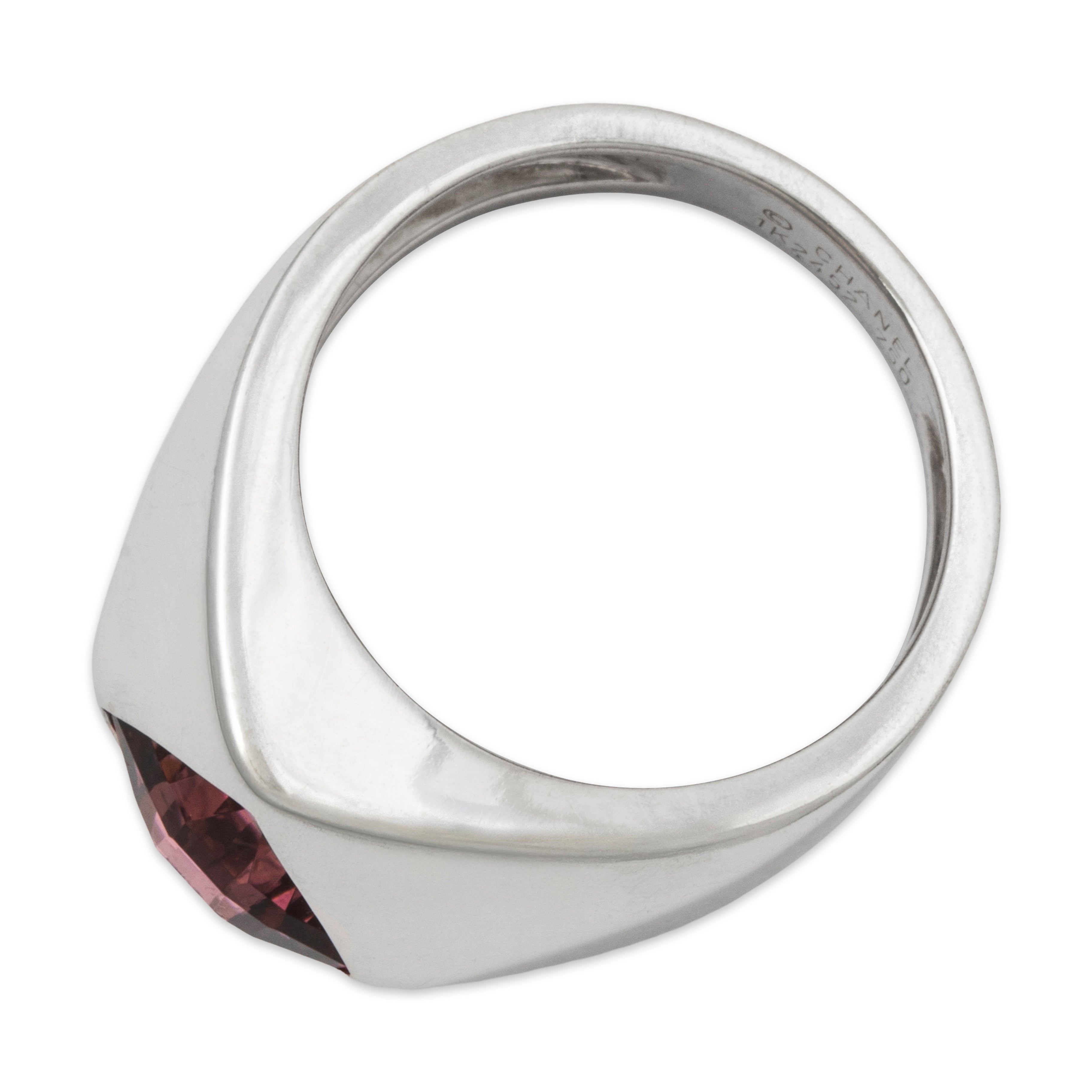 Chanel French 18k White Gold 2.43ct Pink Tourmaline Statement Ring 4.75、mySite、hinf8tx79