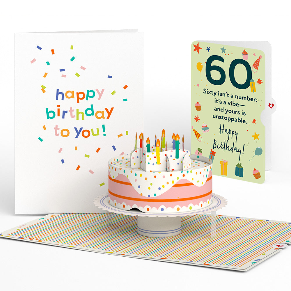 Happy 60th Birthday to You! Confetti Cake Pop-Up Card and Sentiment Set、mySite、solidvoid