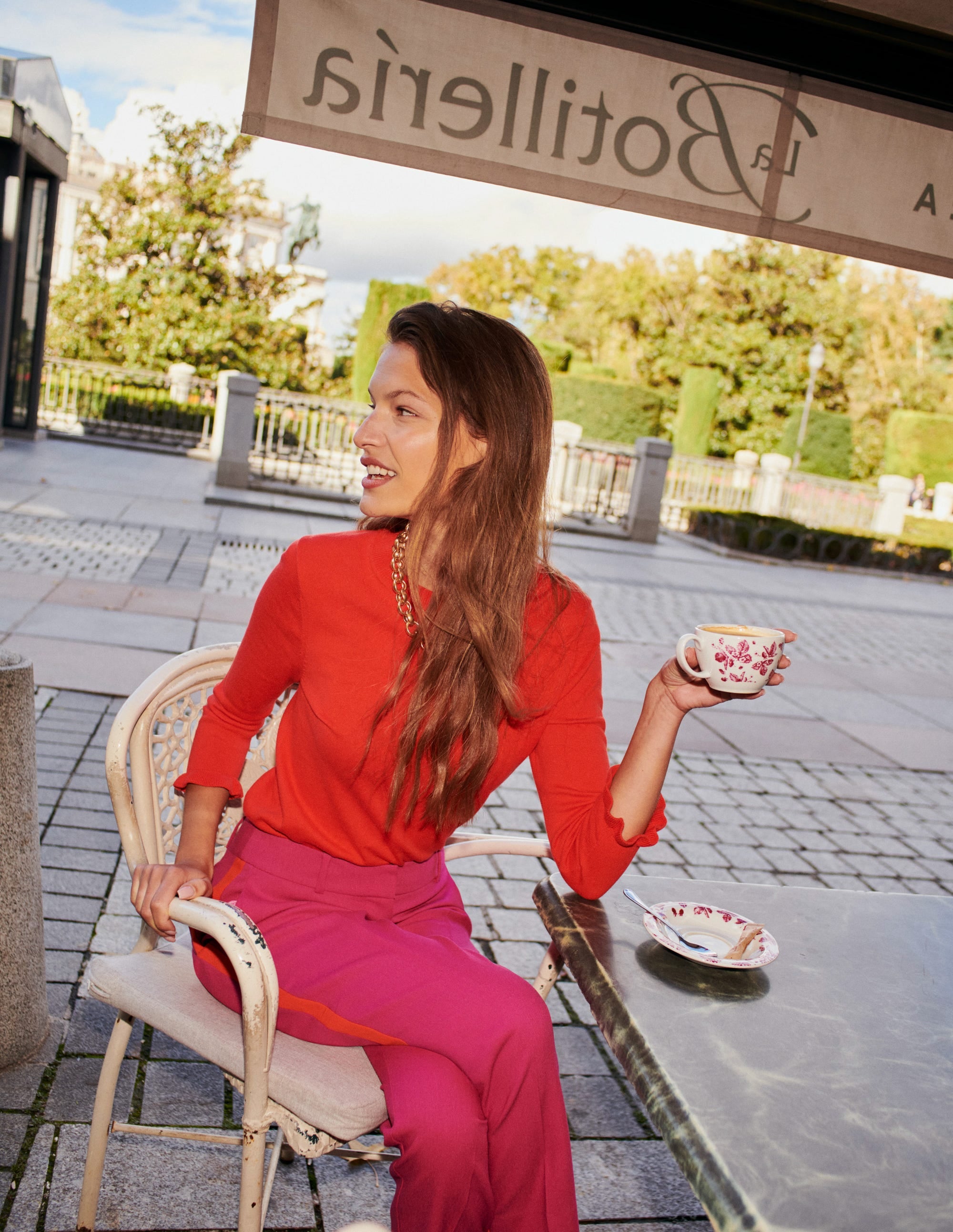  Cotton Merino Frill Jumper-Post Box Red、mySite、ashleygrahame