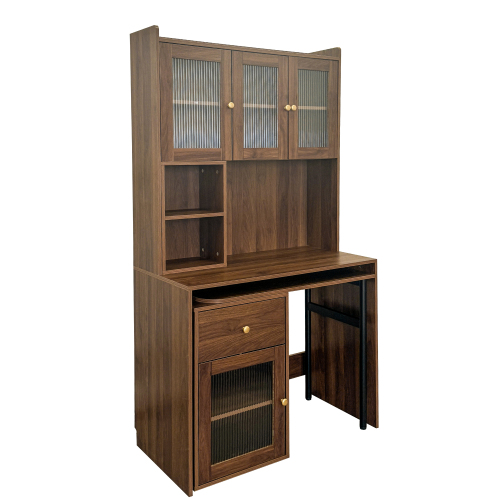 Home Office Computer Desk with Hutch, Antiqued White finish、、casual