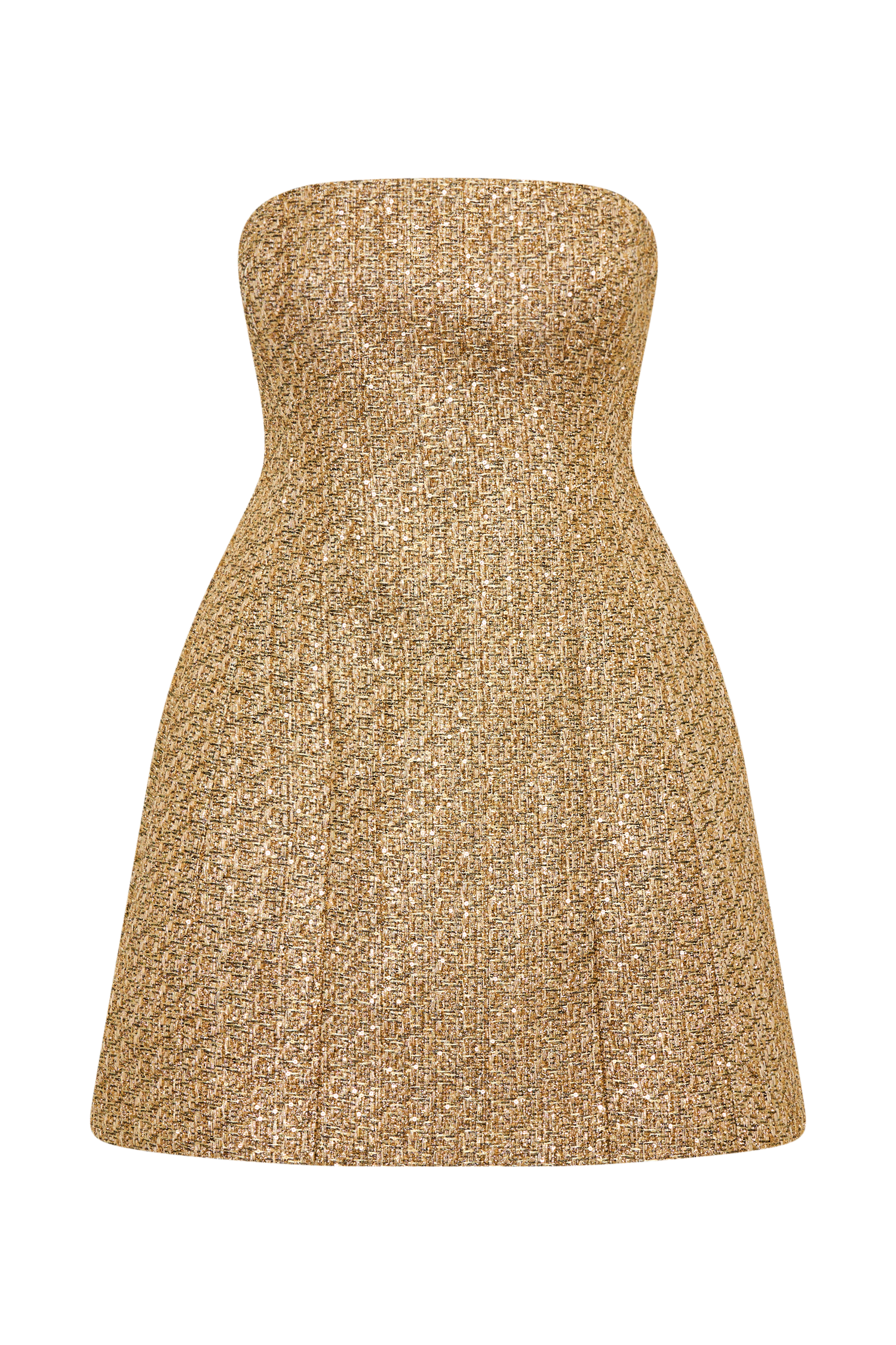 Gala Strapless Tweed Mini Dress - Gold、mySite、solidvoid