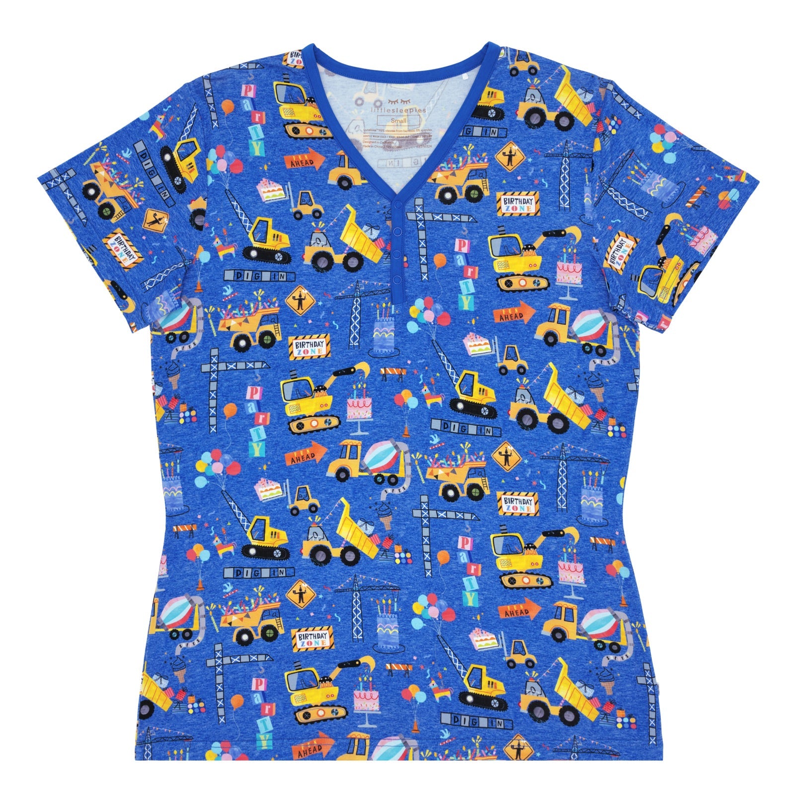 Birthday Builders Women's Short Sleeve Pajama Top、mySite、g9winljtr