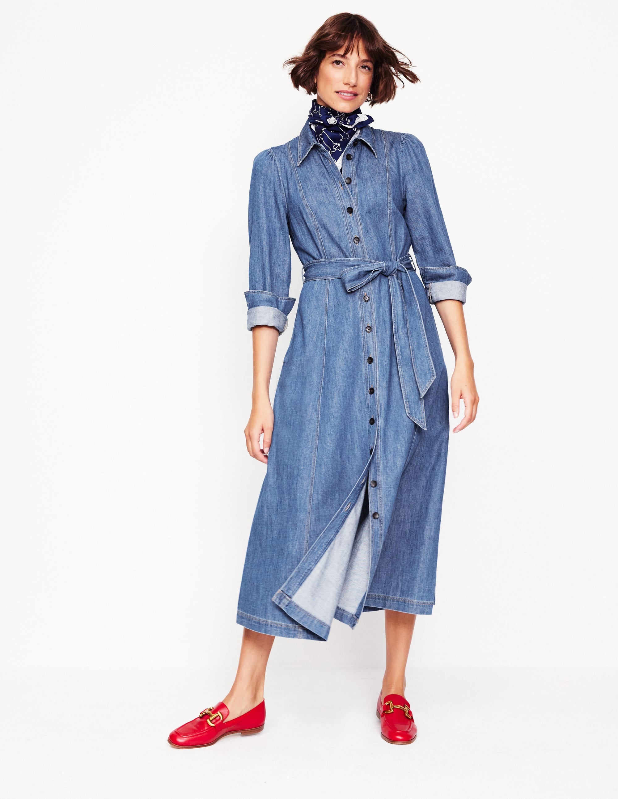  Aubrey Denim Midi Shirt Dress-Light Vintage Denim、mySite、ashleygrahame