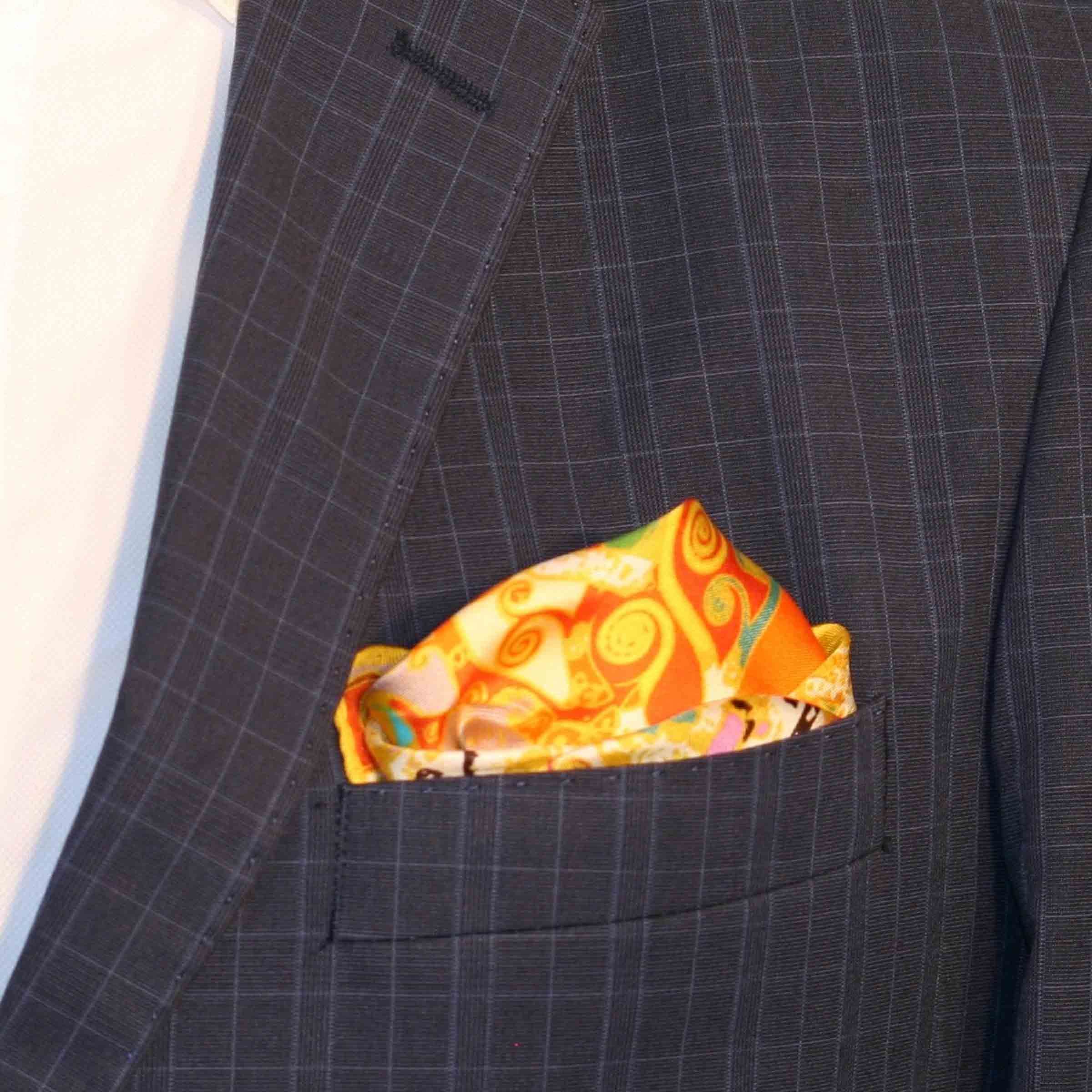 Silk Twill Pocket Square MOVING SNAILS by Orequo、mySite、neckold