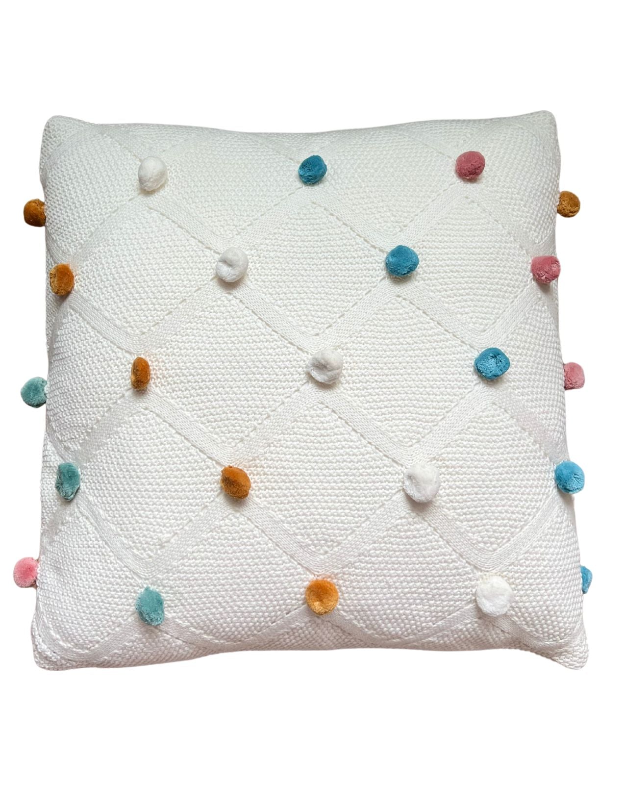 Polka Dot Pom Pom Throw Pillow、mySite、gigharbornorthrealestate