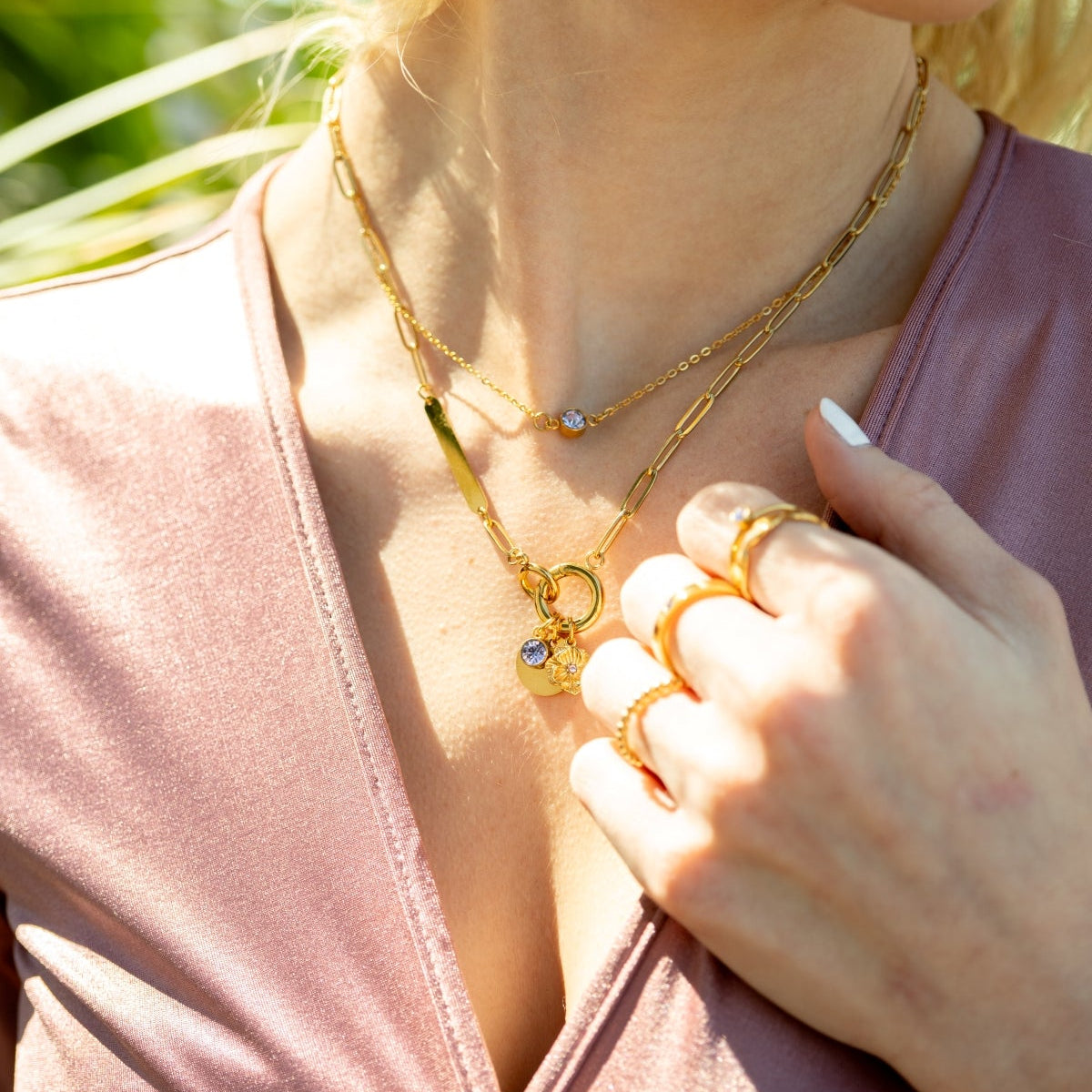 18K Gold PVD Engravable Paperclip Charm Holder Necklace / CHN0079、mySite、dreamappss