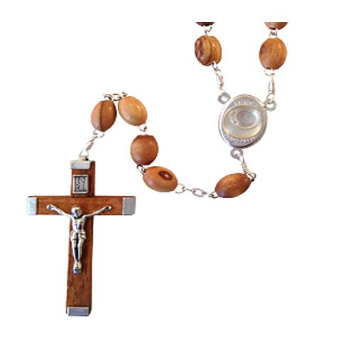 Holy Land Imports Olive Wood Rosary With Water from the River Jordan、mySite、topwebapps