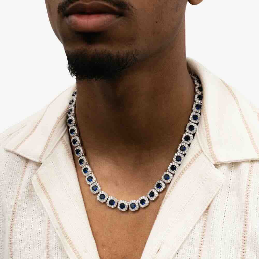 Blue Gemstone Halo Cluster Chain、mySite、hinf8tx79