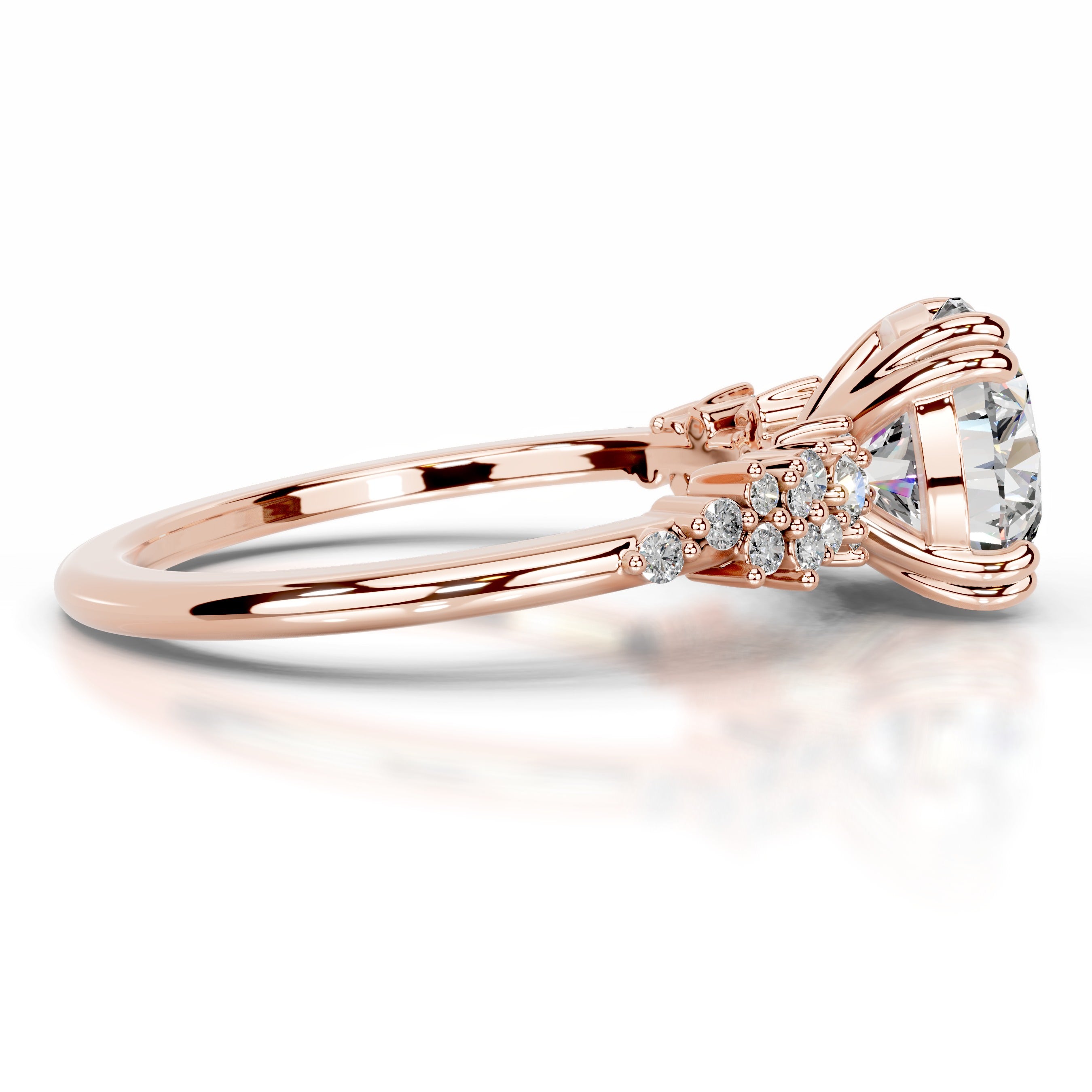 Emaline Moissanite & Diamonds Ring - 14K Rose Gold、mySite、hinf8tx79