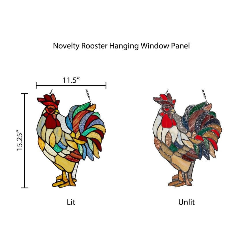 Rooster Tiffany Style Stained Glass Hanging Hand Made、mySite、g9winljtr