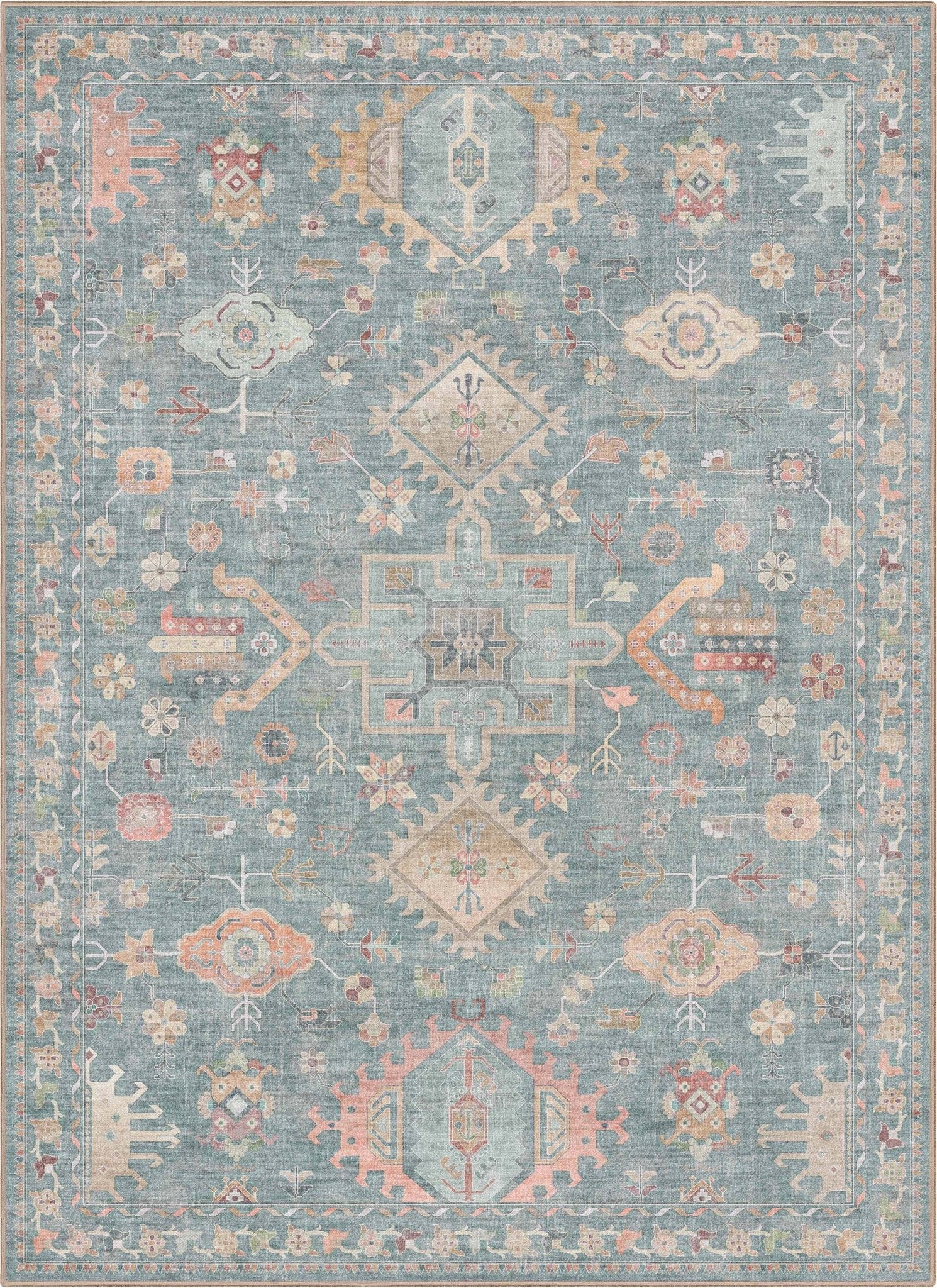 Delhi Vintage Medallion Diamond Pattern Rug – Easy Clean, Stylish Elegant Design、mySite、gigharbornorthrealestate