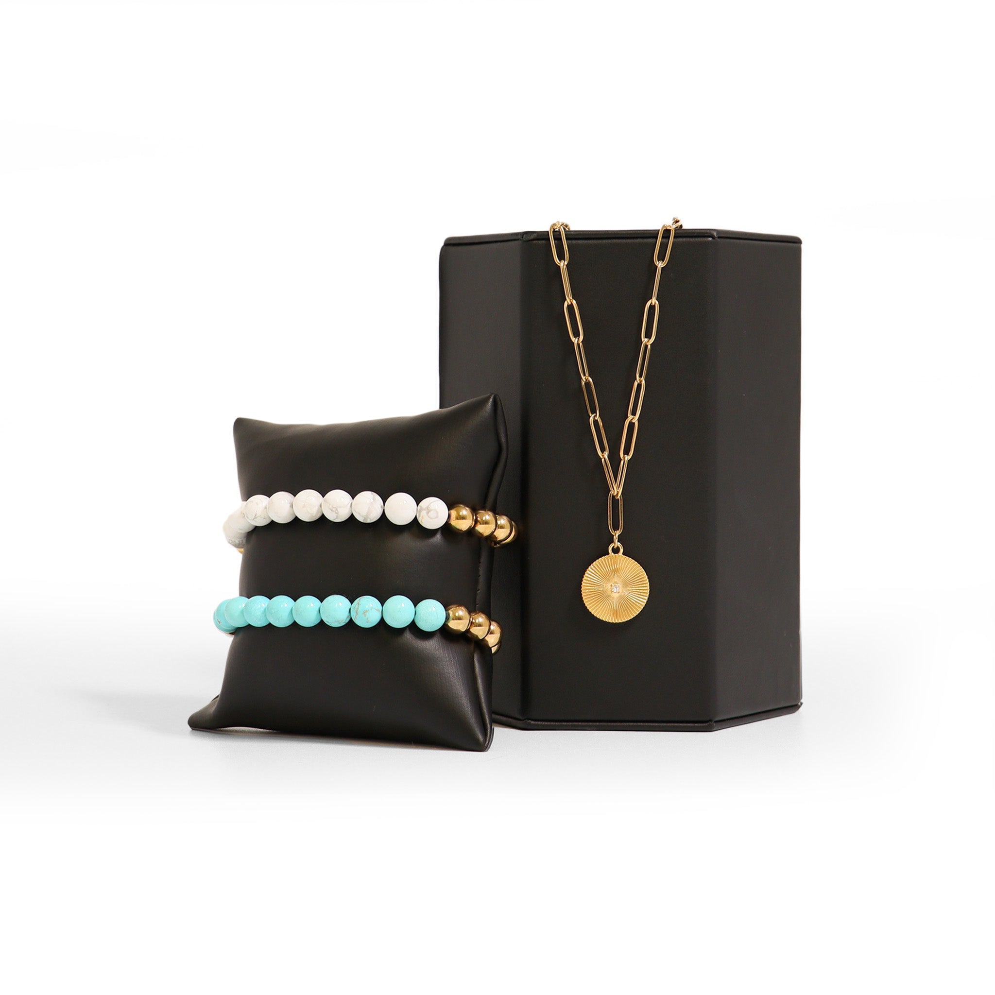 18K Gold PVD Stainless Steel Semi Precious Beaded Stretch Bracelets / SBB0355、mySite、dreamappss