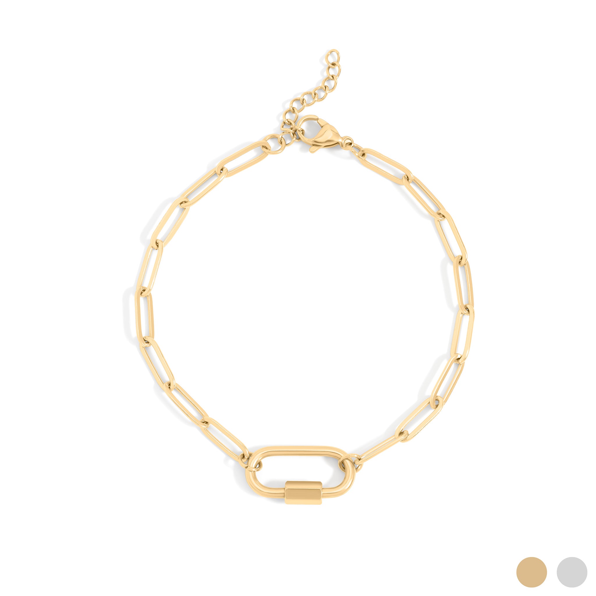 18K Gold PVD Stainless Steel Paperclip Carabiner Bracelet / BRJ1072、mySite、dreamappss