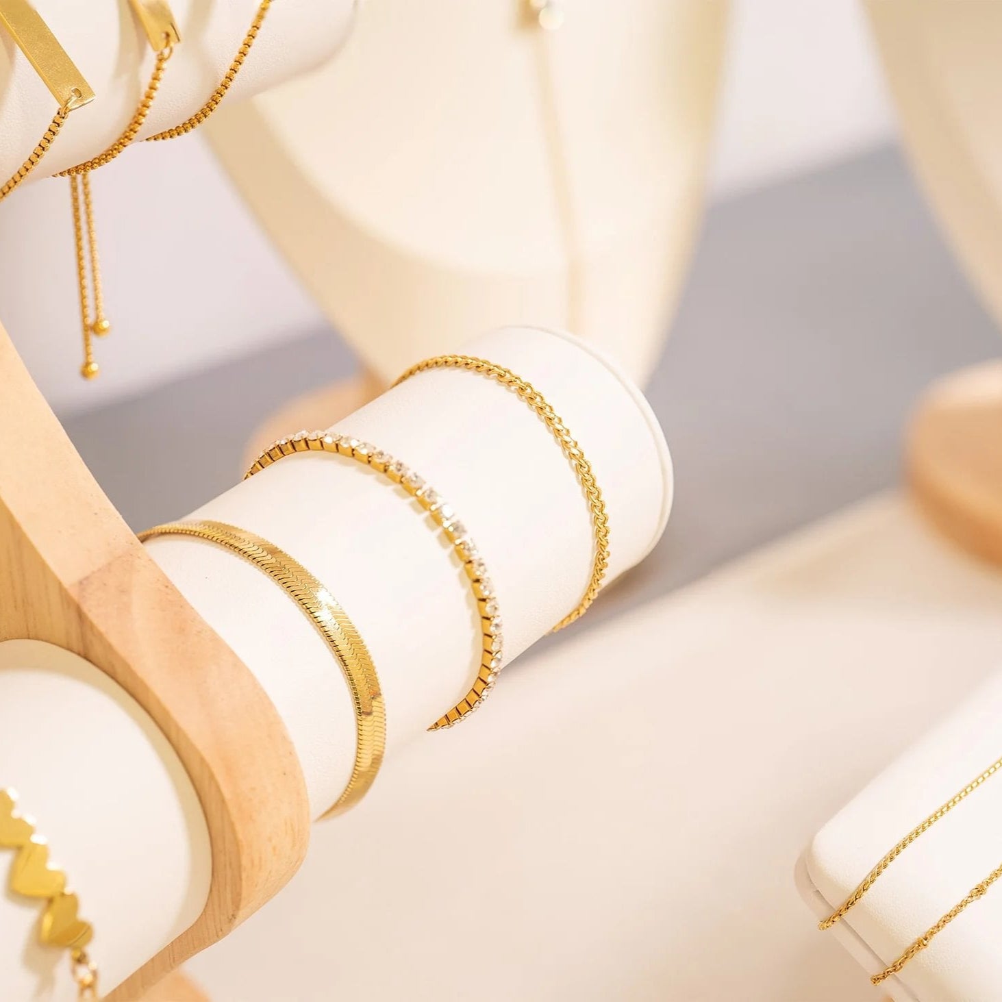 18K Gold PVD Stainless Steel Diamond Cut Curb Chain Bracelet / BRJ9098、mySite、dreamappss