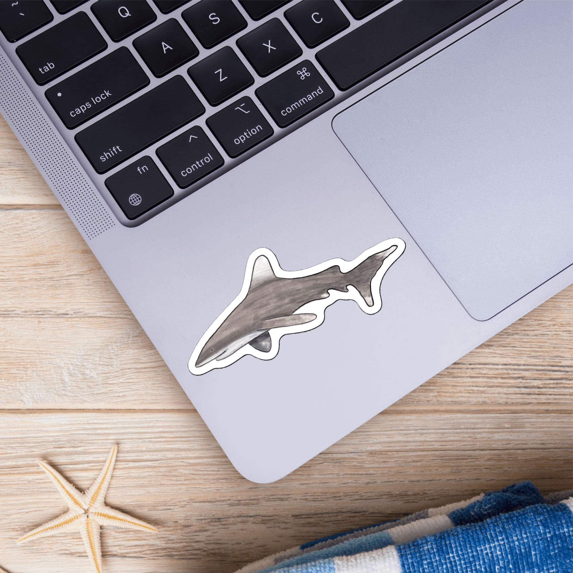  White Fin Shark Sticker、mySite、ghnorth