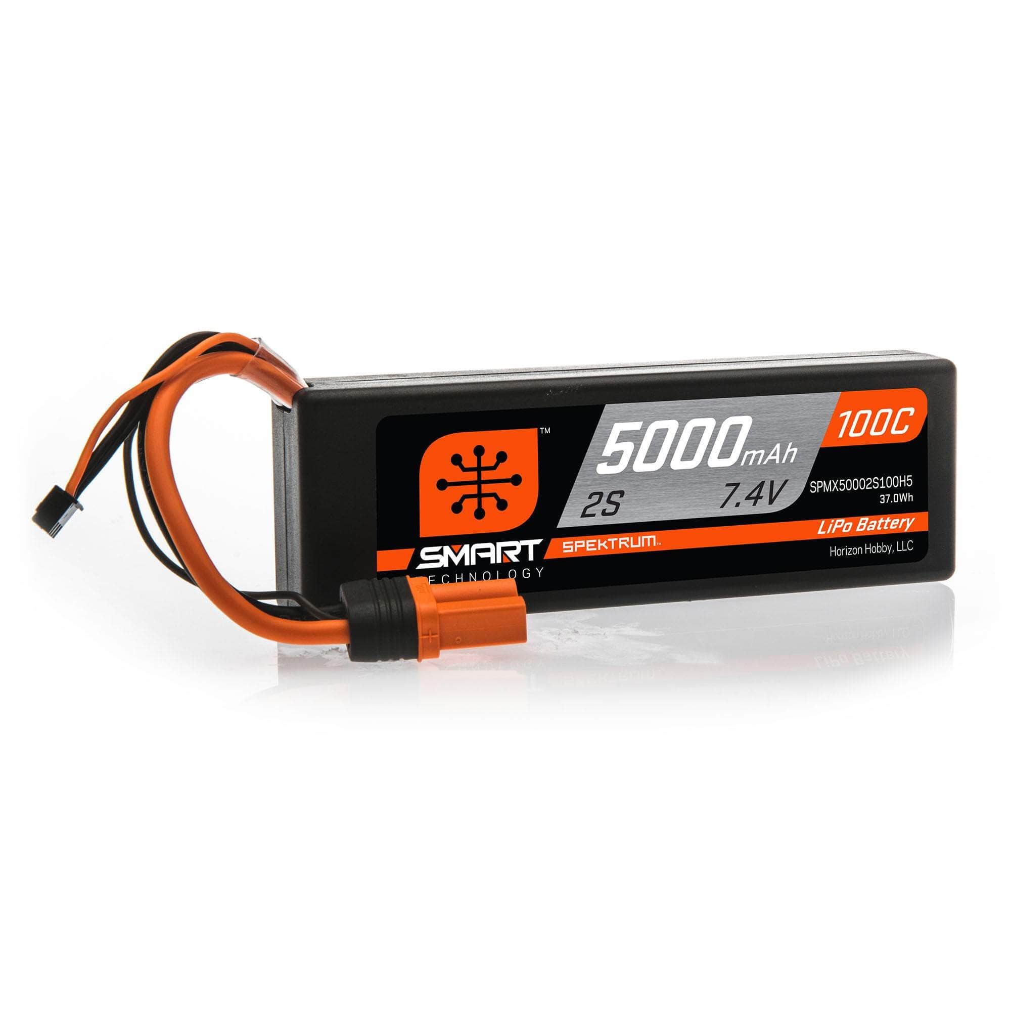  SPMX50002S100H5, Spektrum RC 2S Smart LiPo Hard Case 100C Battery Pack (7.4V/5000mAh) w/IC5 Connector、mySite、merchandisen