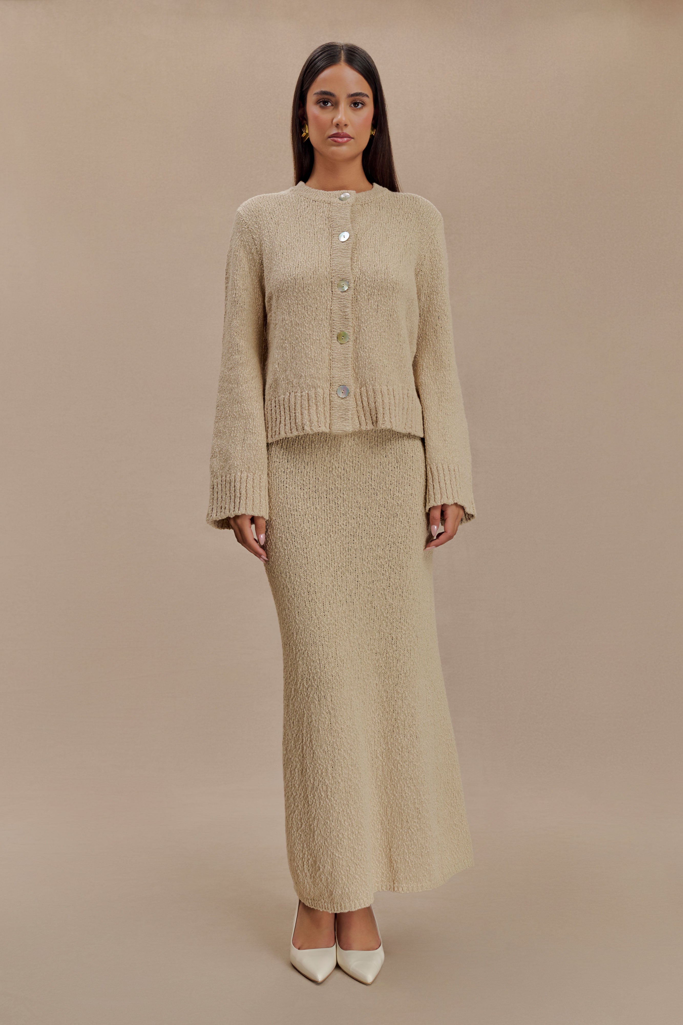 Moira Boucle Maxi Skirt - Wheat、mySite、solidvoid