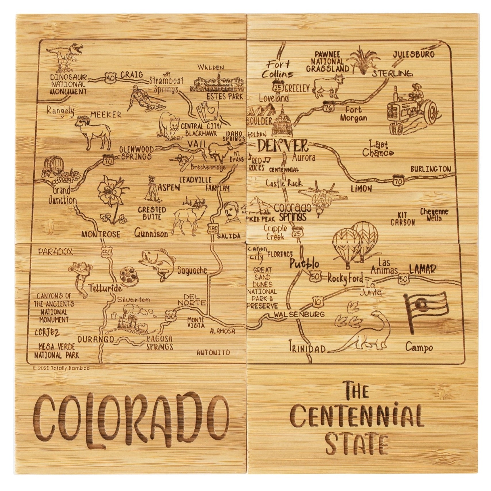 Colorado Puzzle 4-Pc. Coaster Set with Case、mySite、g9winljtr