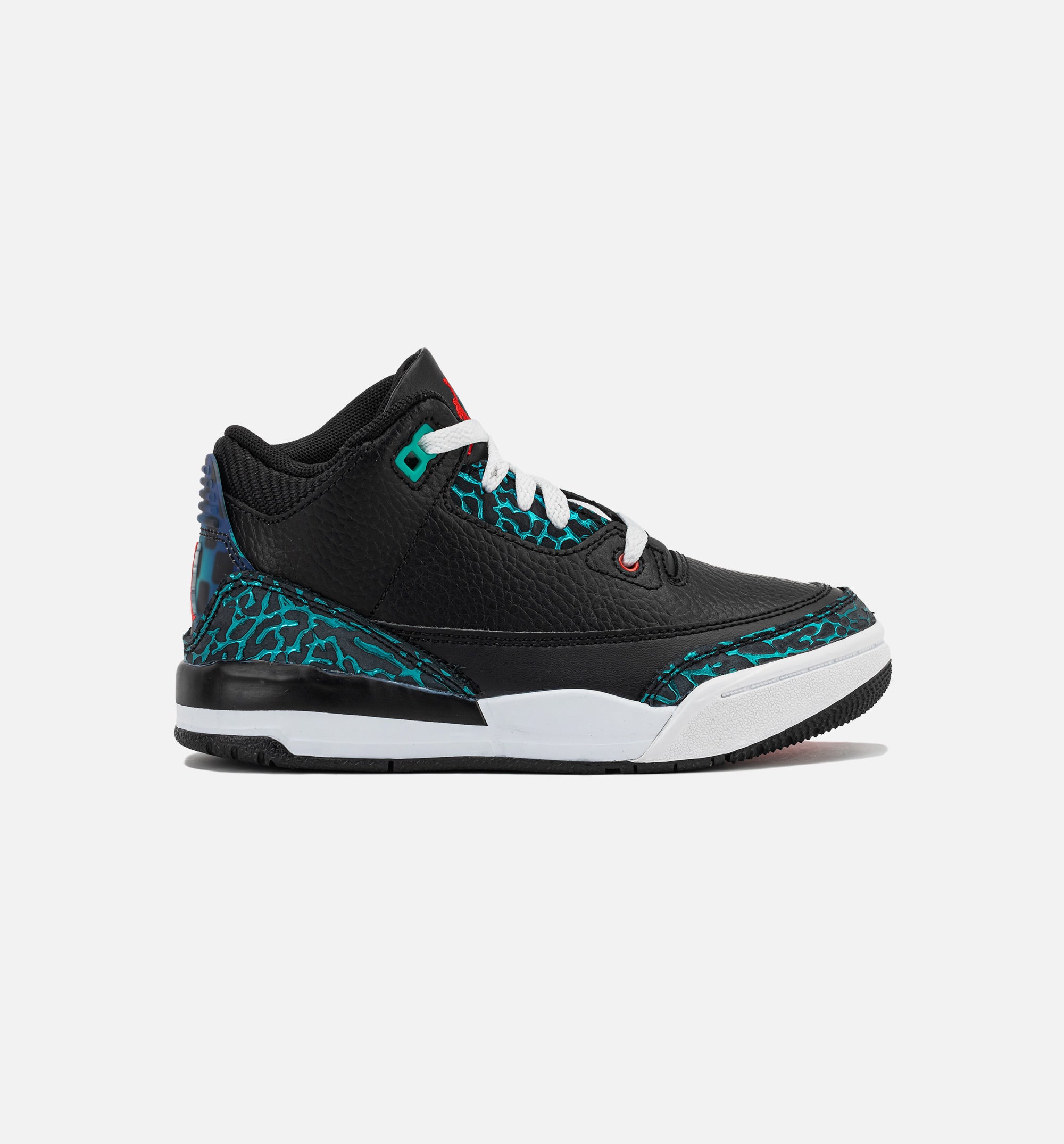 Air Jordan 3 Retro Black and Hyper Jade Preschool Lifestyle Shoe - Black/Siren Red/Hyper Jade/White、mySite、dreamappss
