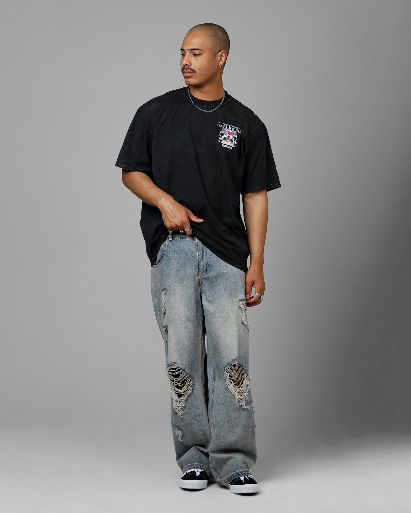 Loiter Horse Power Vintage Drop T-Shirt Black Acidwash、mySite、zt4zffjzw