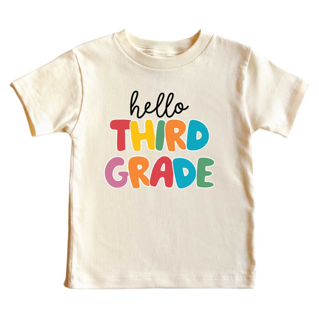  Hello New Grade Kids Graphic Tee | Natural、mySite、layawaytickets