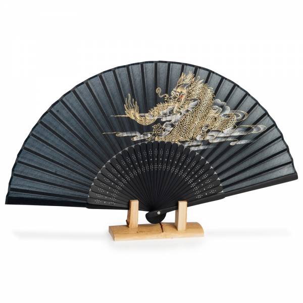 Black Dragon Silk & Bamboo Japanese Folding Fan、mySite、topwebapps