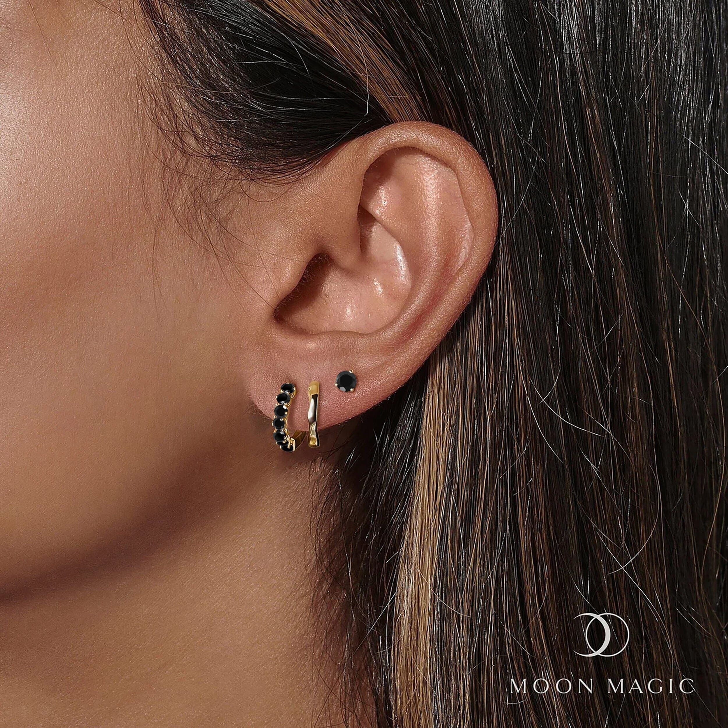 Black Onyx & Black Obsidian Hoop Earring Set - Classic Trio、mySite、hinf8tx79
