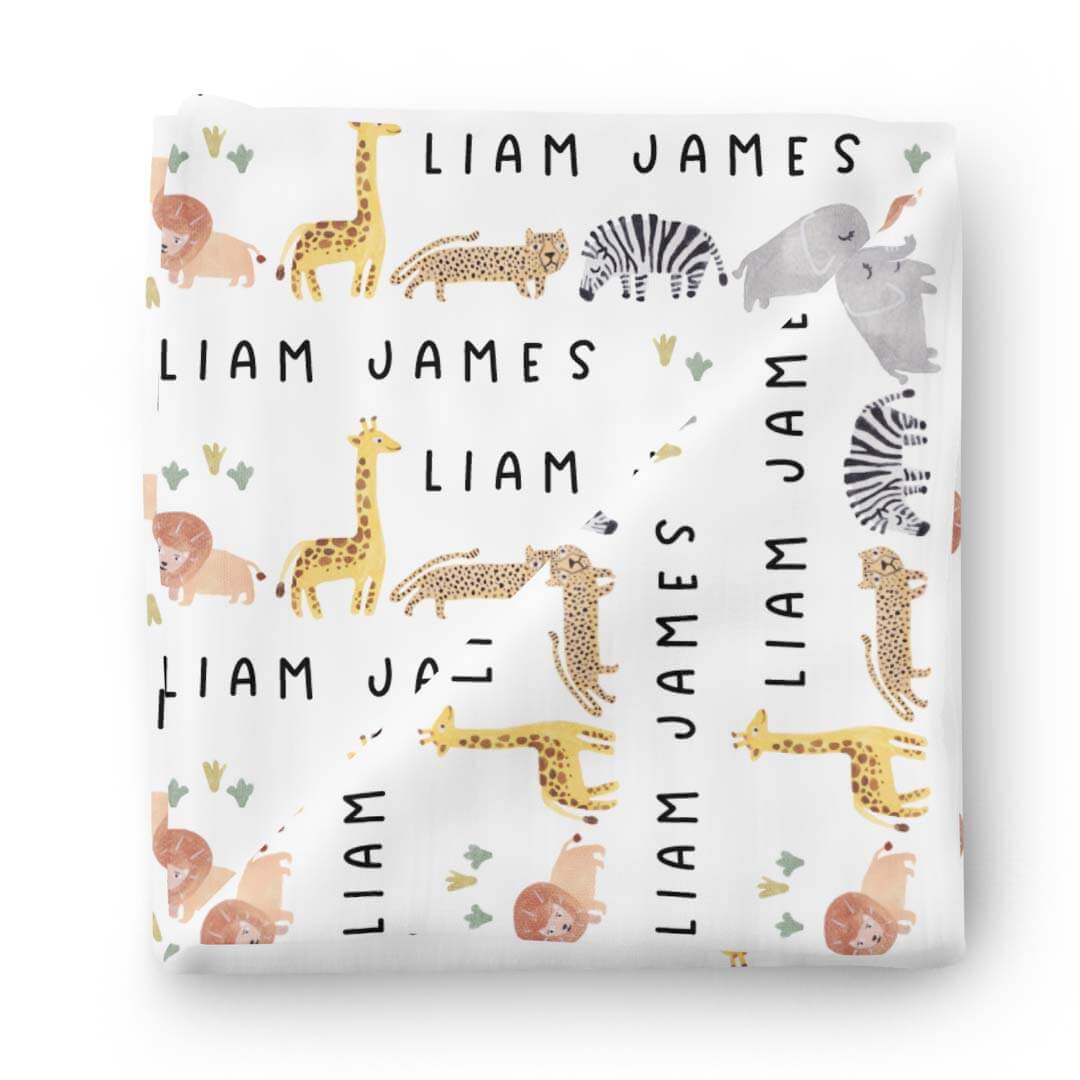  Safari Party Personalized Baby Name Swaddle、mySite、layawaytickets