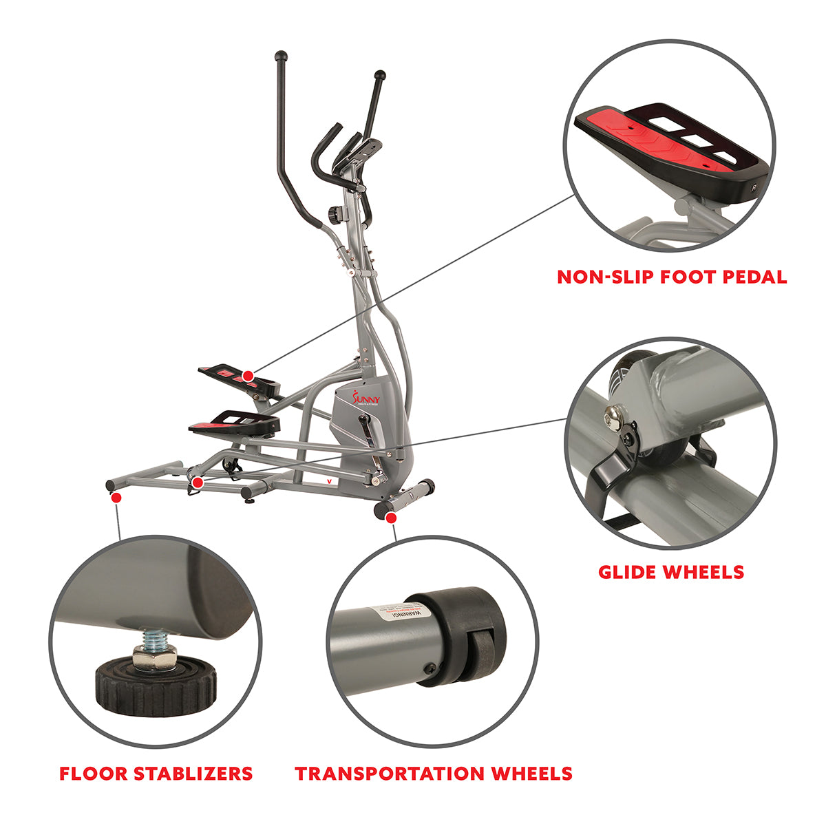 Elliptical Trainer Machine Magnetic Elliptical w/ Device Holder, LCD Monitor and Heart Rate Monitor、mySite、ghnorth