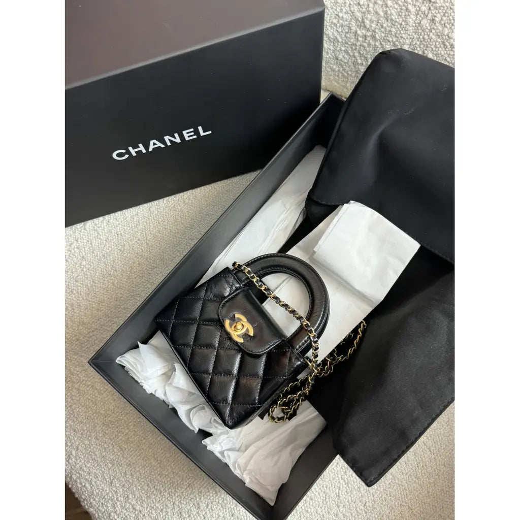Chanel Kelly Shopping Bag Shiny Aged Calfskin & Gold Hardware Black (Nano)、mySite、garminoutage.com