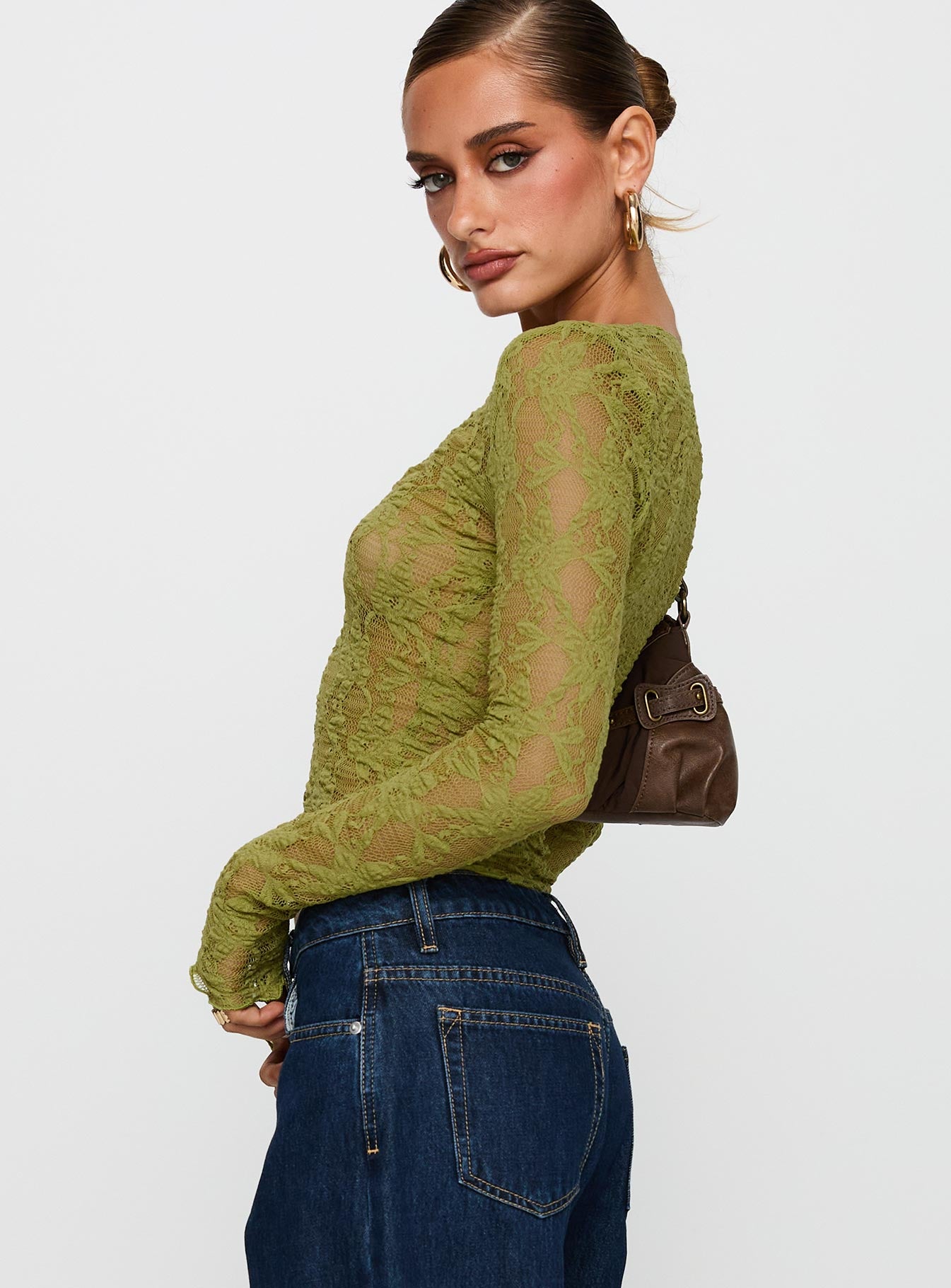 Prized Possessions Sheer Button Up Top Green、mySite、solidvoid